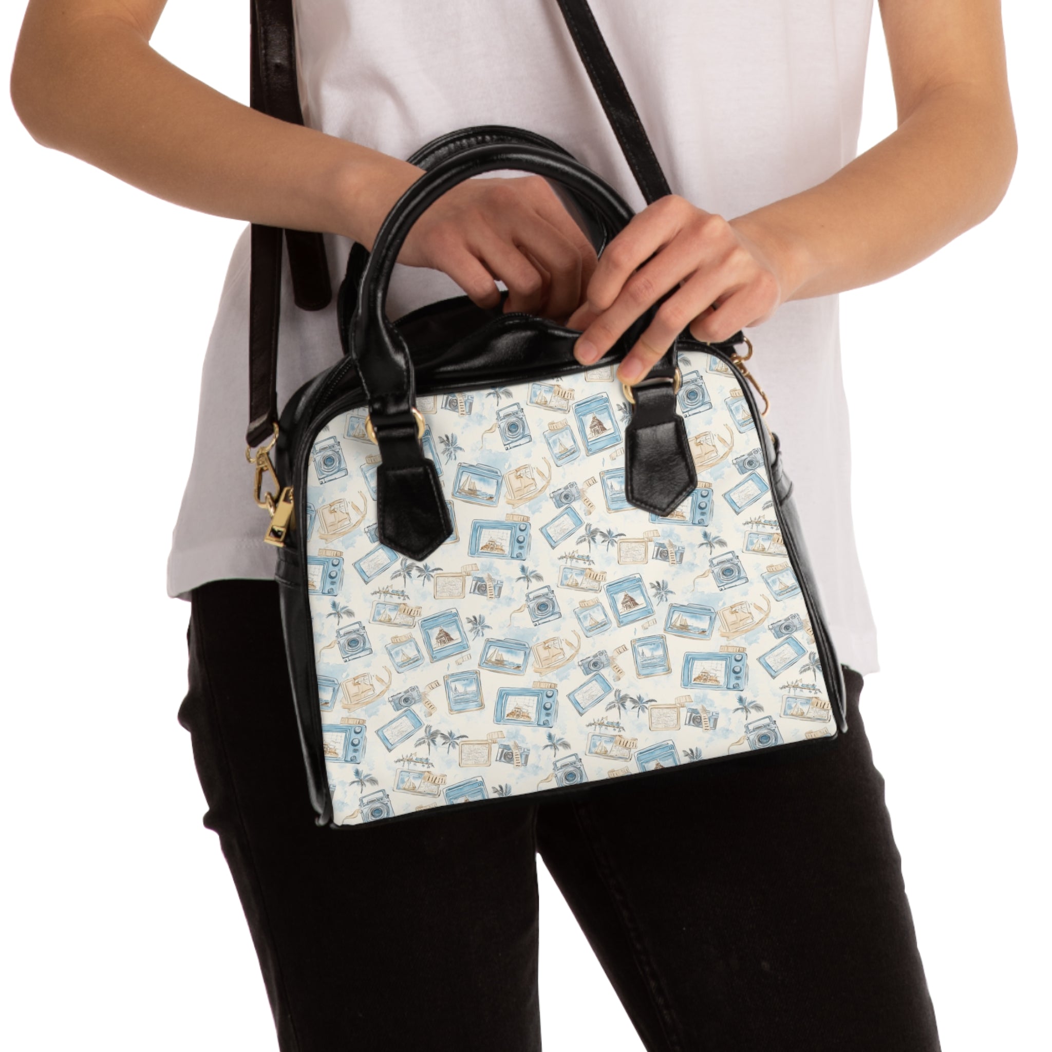 Vintage Vacay- Chic Shoulder Handbag with Vintage Print, Stylish Tote, Everyday Carry, Fashion Statement Bag, Gift for Her, Summer Accessory