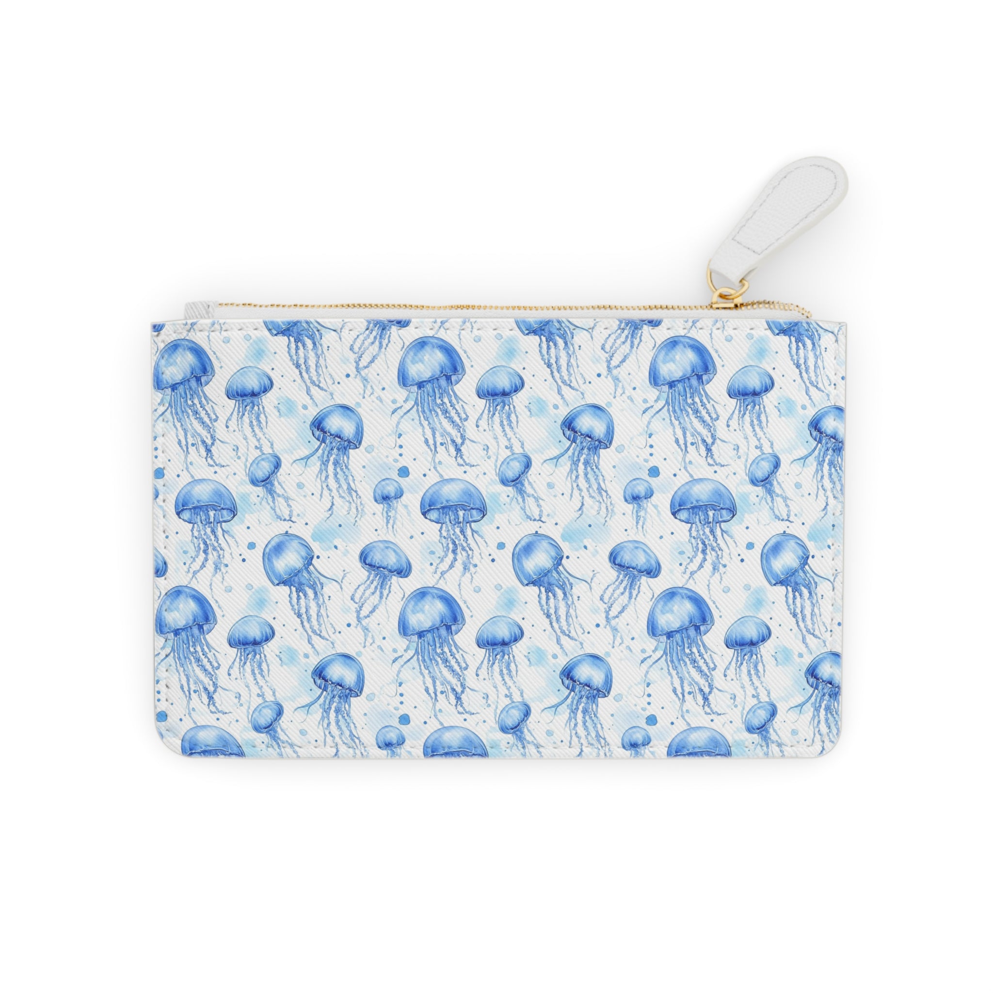 Blue Jellyfish Mini Vegan Leather Clutch Bag, Nautical Purse, Jellyfish Makeup Pouch, Beach Day Clutch, Summer Accessory, Cute Gift Idea