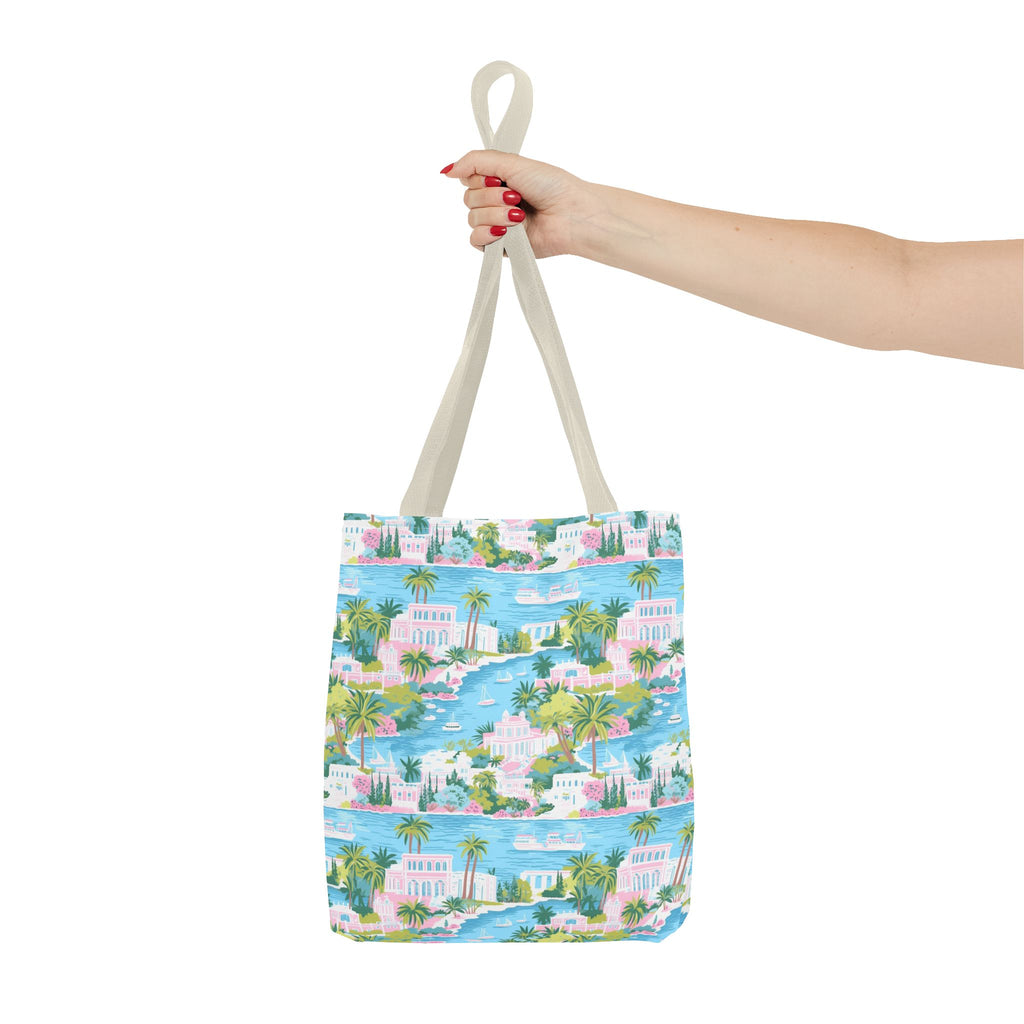 Greek Island - Tropical Paradise Tote Bag, Beach Bag, Eco-Friendly Shopping Bag, Summer Vibes Handbag, Vacation Essentials, Gift for Travelers