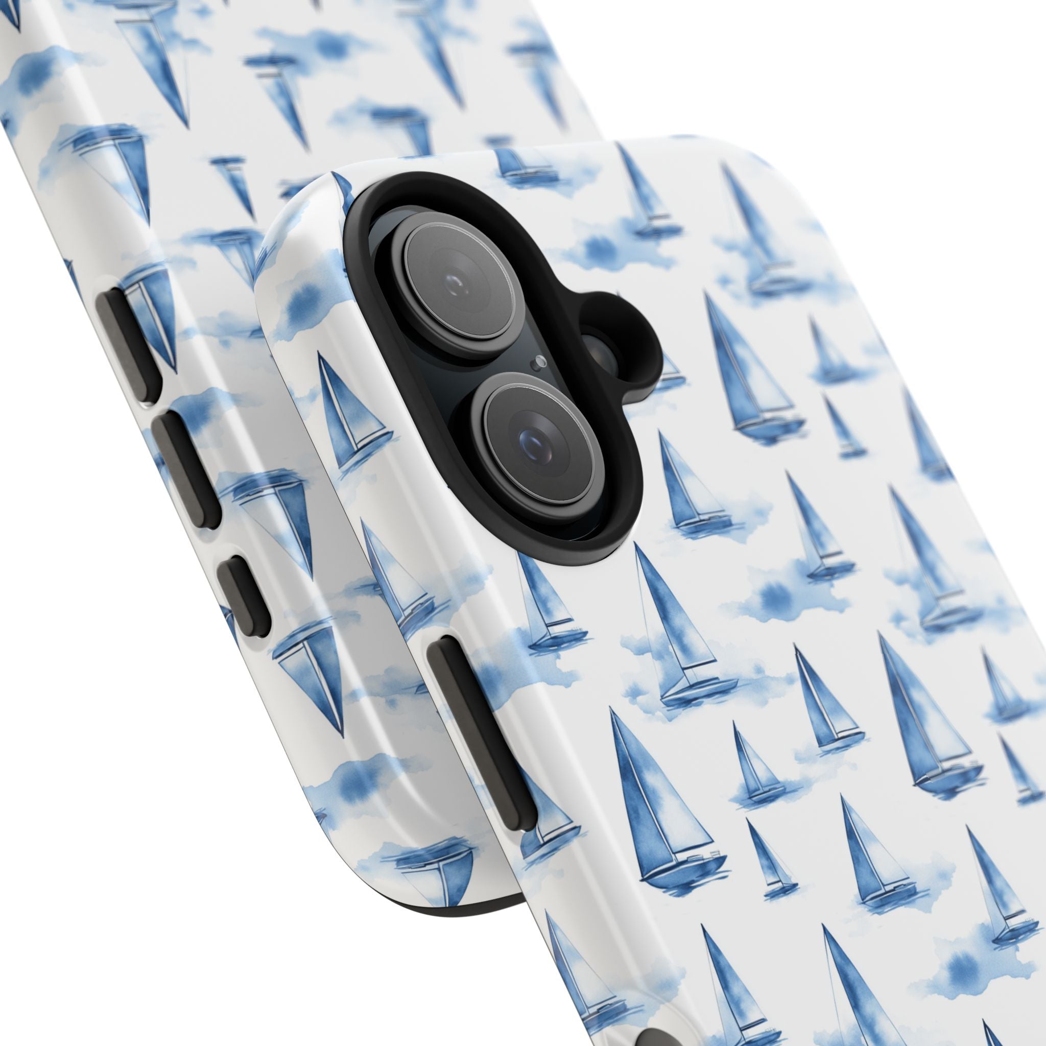 Blue Sailboat Phone Case - Nautical Tough Cover, Summer Gift, Ocean Lover Accessory, Unique Phone Protection, Beach Vibes