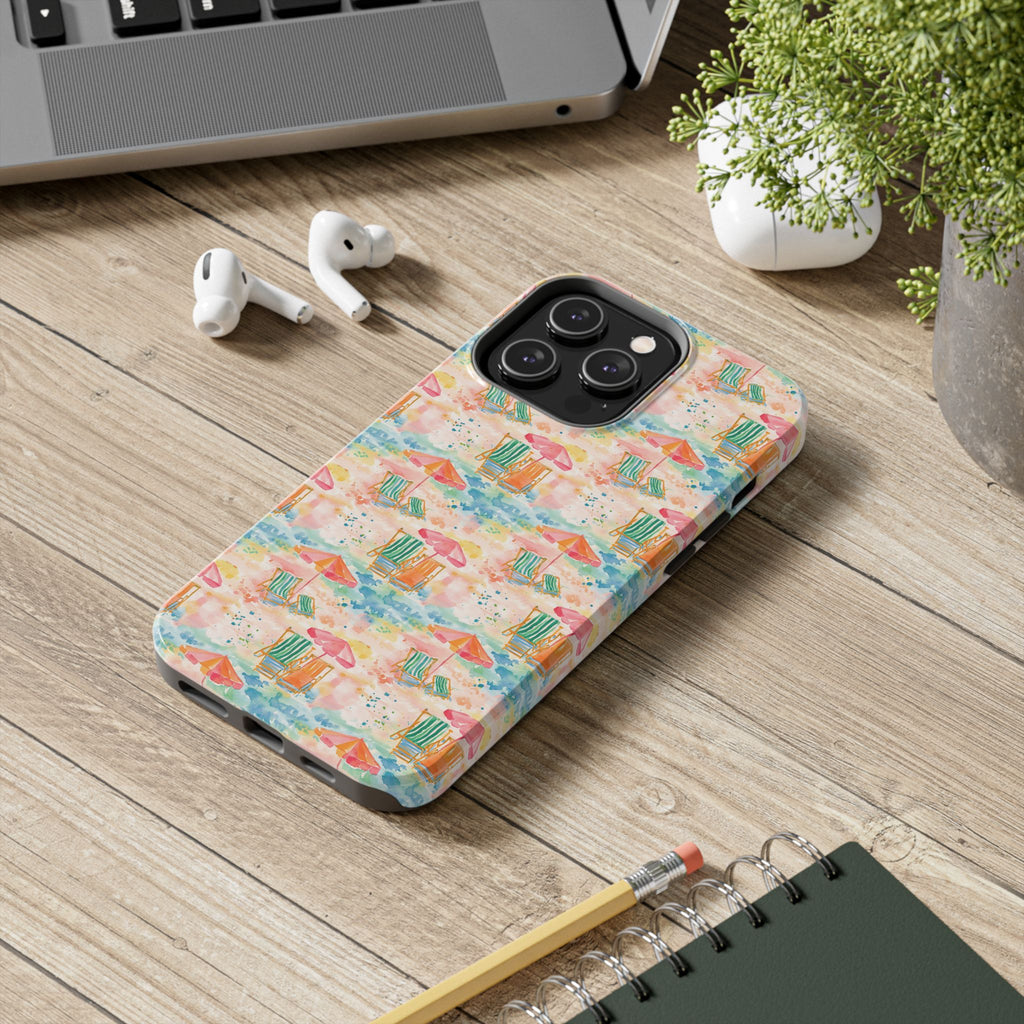 Beach Vibes - Colorful Beach Scene Tough Phone Cases | Summer Vibes, Beach Lover Gift, Durable Case, Phone Accessories, Fun Design