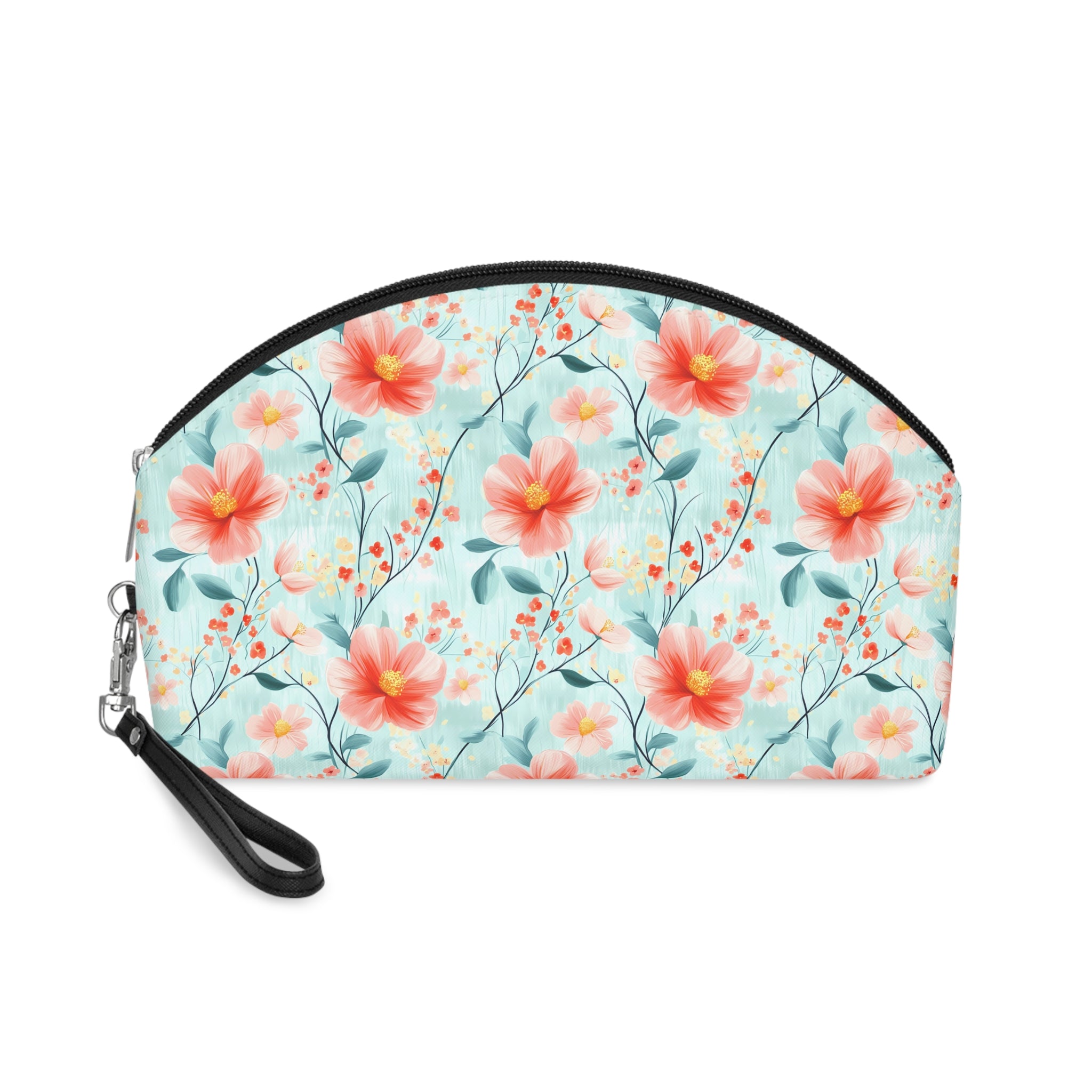 Teal Daisy Makeup Bag, PU Faux Leather Makeup Bag, Travel Makeup kit, Vacation Makeup bag, Bridesmaid Gift, Makeup Organizer