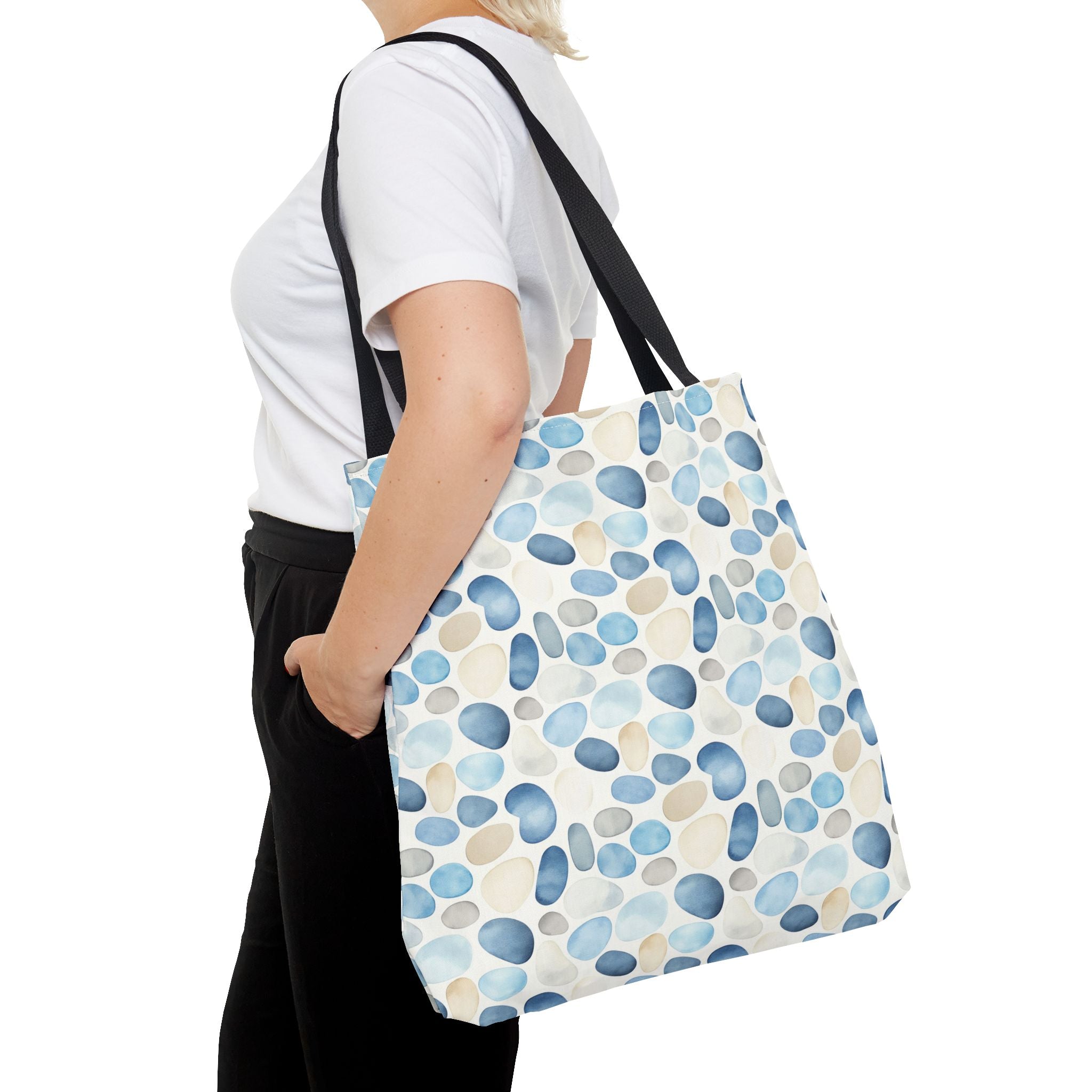 Cobble stone- Tote Bag with Blue Pebble Design | Beach Bag, Grocery Tote, Shopping Bag, Gift Bag, Eco-Friendly Tote