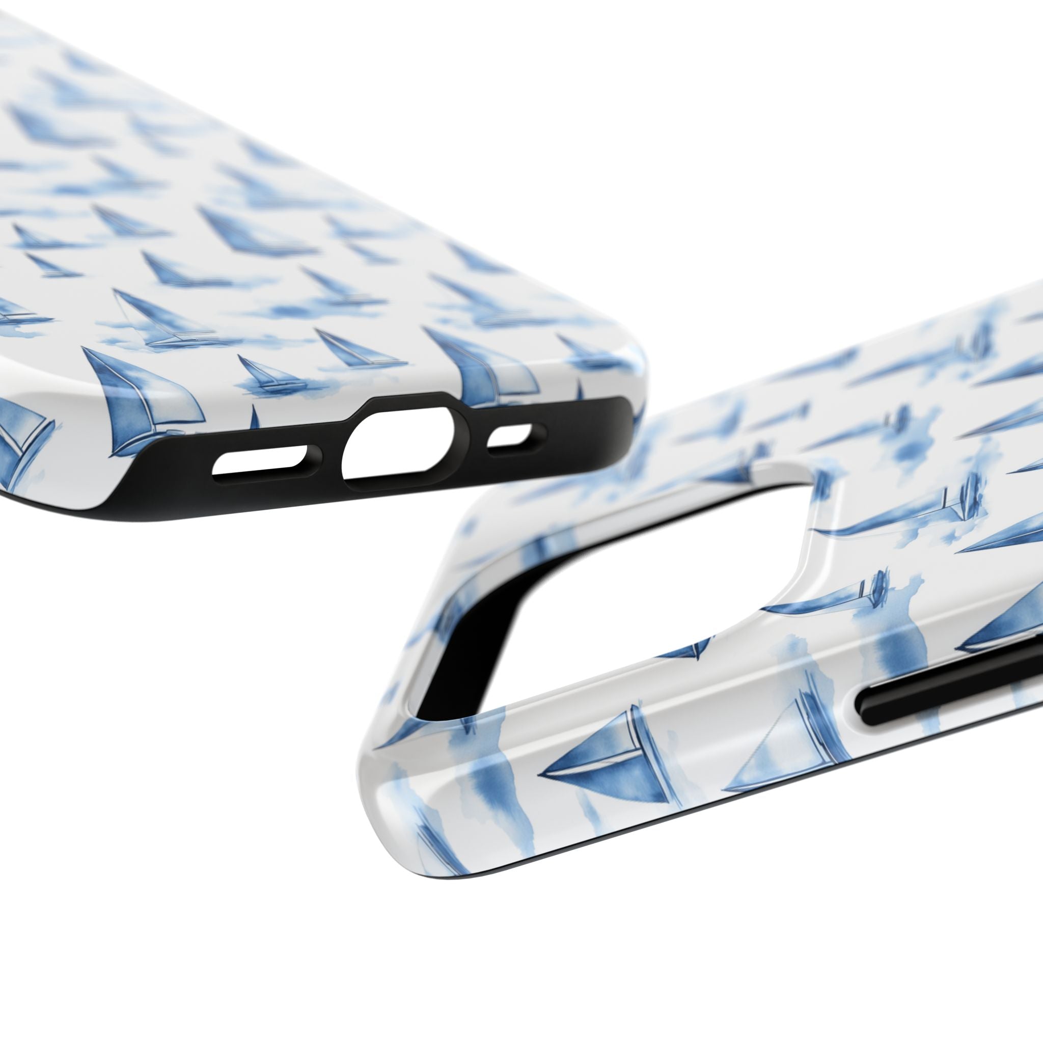 Blue Sailboat Phone Case - Nautical Tough Cover, Summer Gift, Ocean Lover Accessory, Unique Phone Protection, Beach Vibes