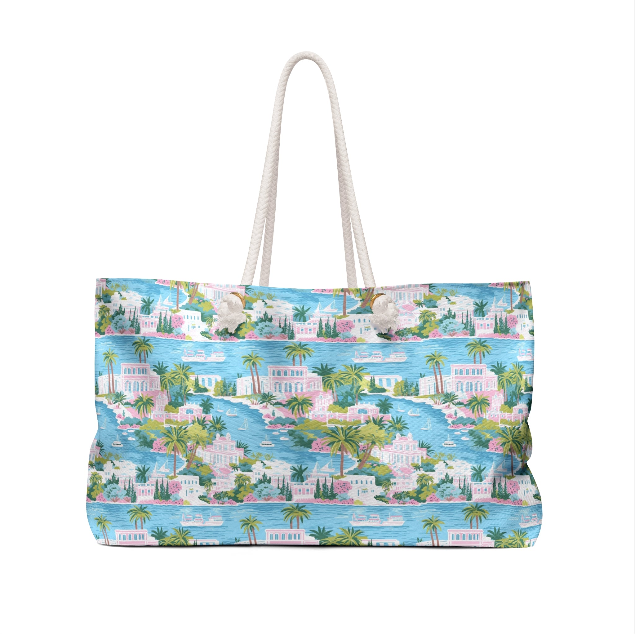 Greek Island Weekender Tote Bag, Shoulder Tote, Beach Bag, Bridesmaid gift