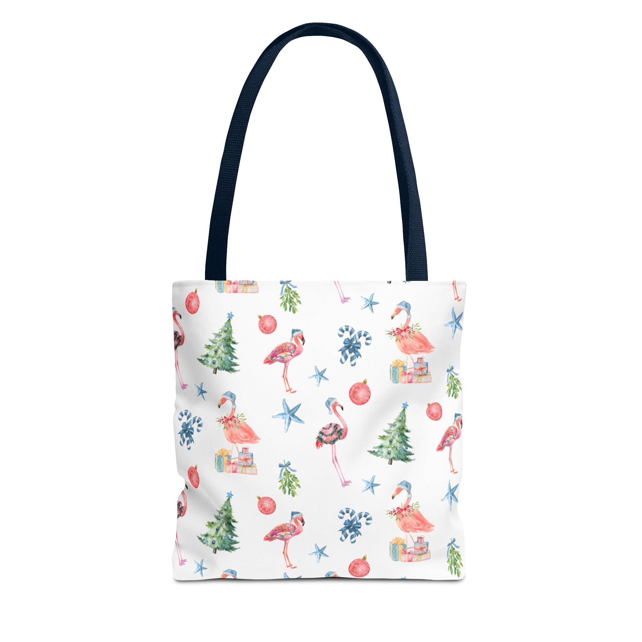 Christmas Flamingo Tote Bag, Holiday Gift, Summer Vibes, Beach Bag, Floral Shopper, Eco-Friendly，Gift Bag, Christmas Tote