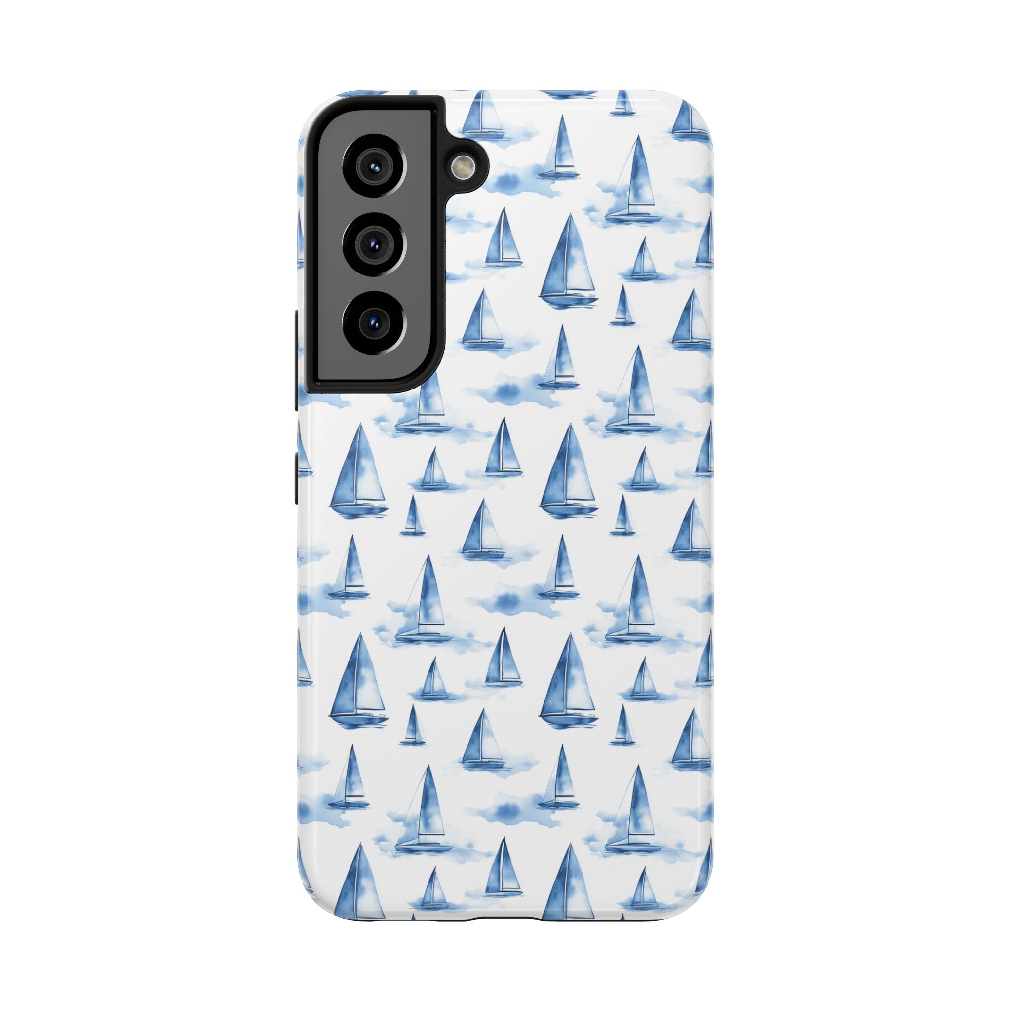 Blue Sailboat Phone Case - Nautical Tough Cover, Summer Gift, Ocean Lover Accessory, Unique Phone Protection, Beach Vibes