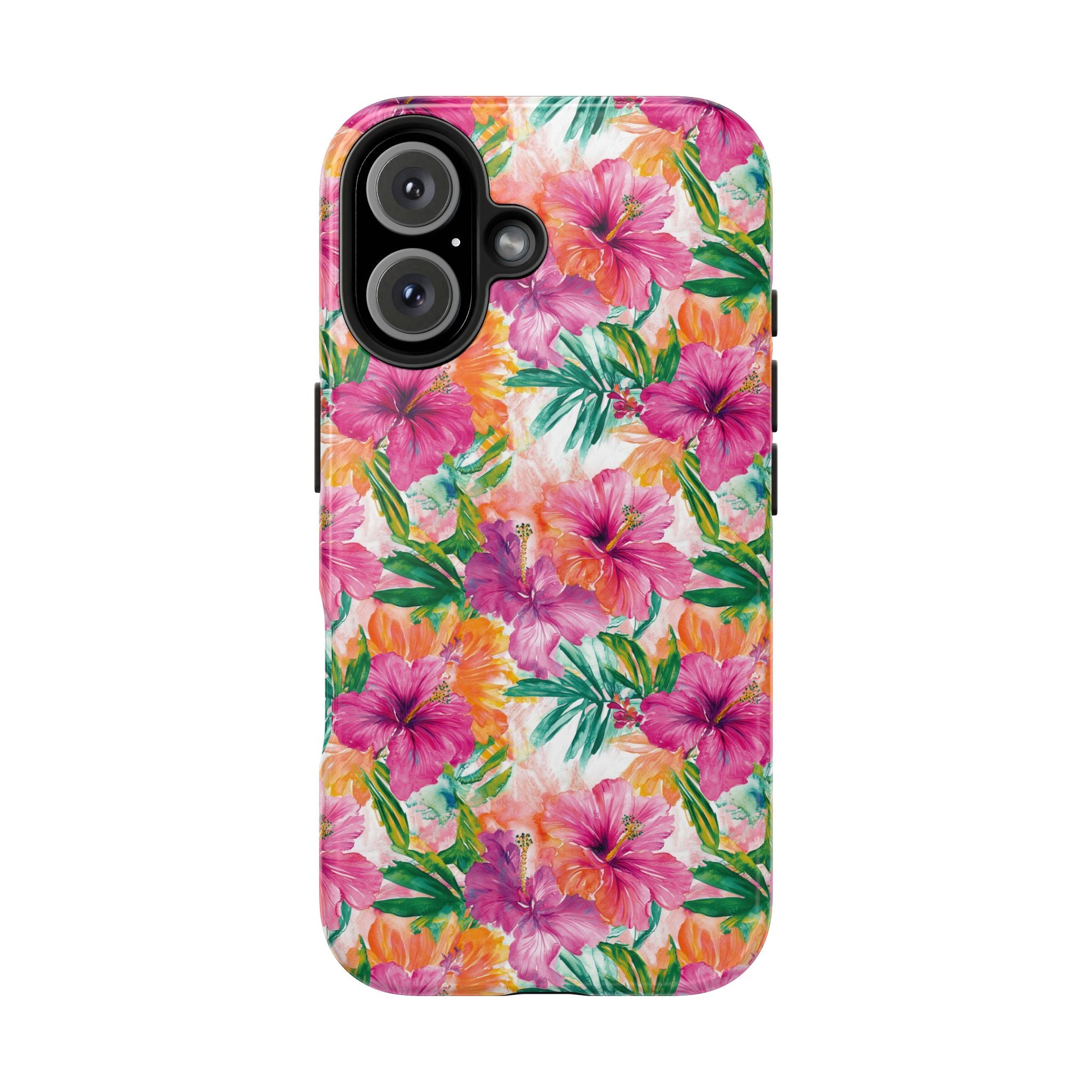 Pink Tropical Floral Phone Case, Tough Waterproof Cover, Summer Vibe Gift, Durable Tech Accessory, Floral Pattern for iPhone, Chic, Stylish