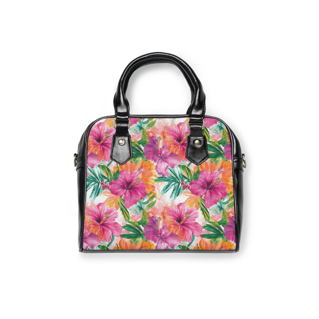 Pink Tropical Floral- Shoulder Handbag | Chic Everyday Tote, Gift for Her, Beach Bag, Summer Style, Floral Print Purse