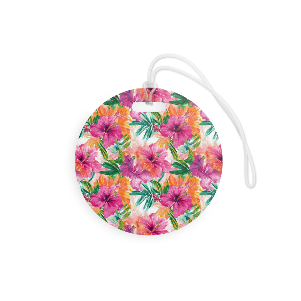 Pink Tropical Floral Luggage Tag, Travel Accessories, Luggage, Vacation must have, Beach Vacation Supplies
