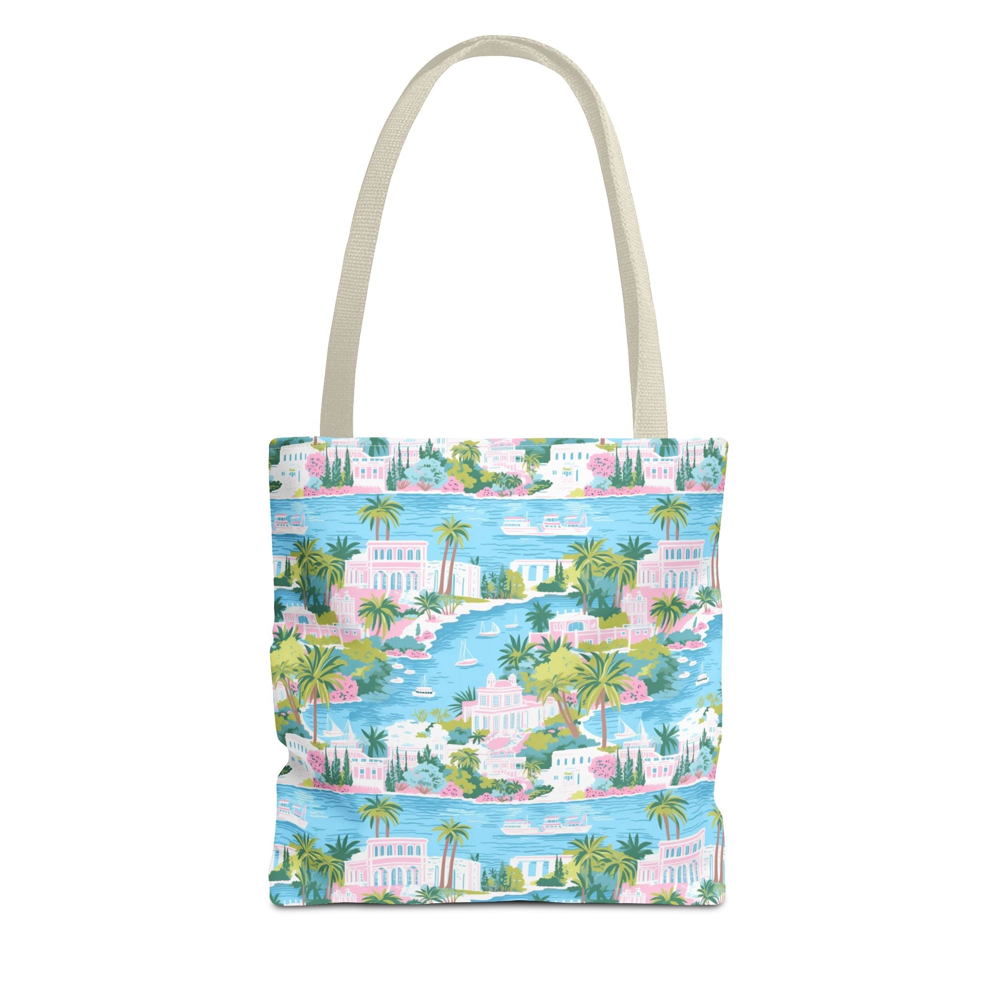Greek Island - Tropical Paradise Tote Bag, Beach Bag, Eco-Friendly Shopping Bag, Summer Vibes Handbag, Vacation Essentials, Gift for Travelers