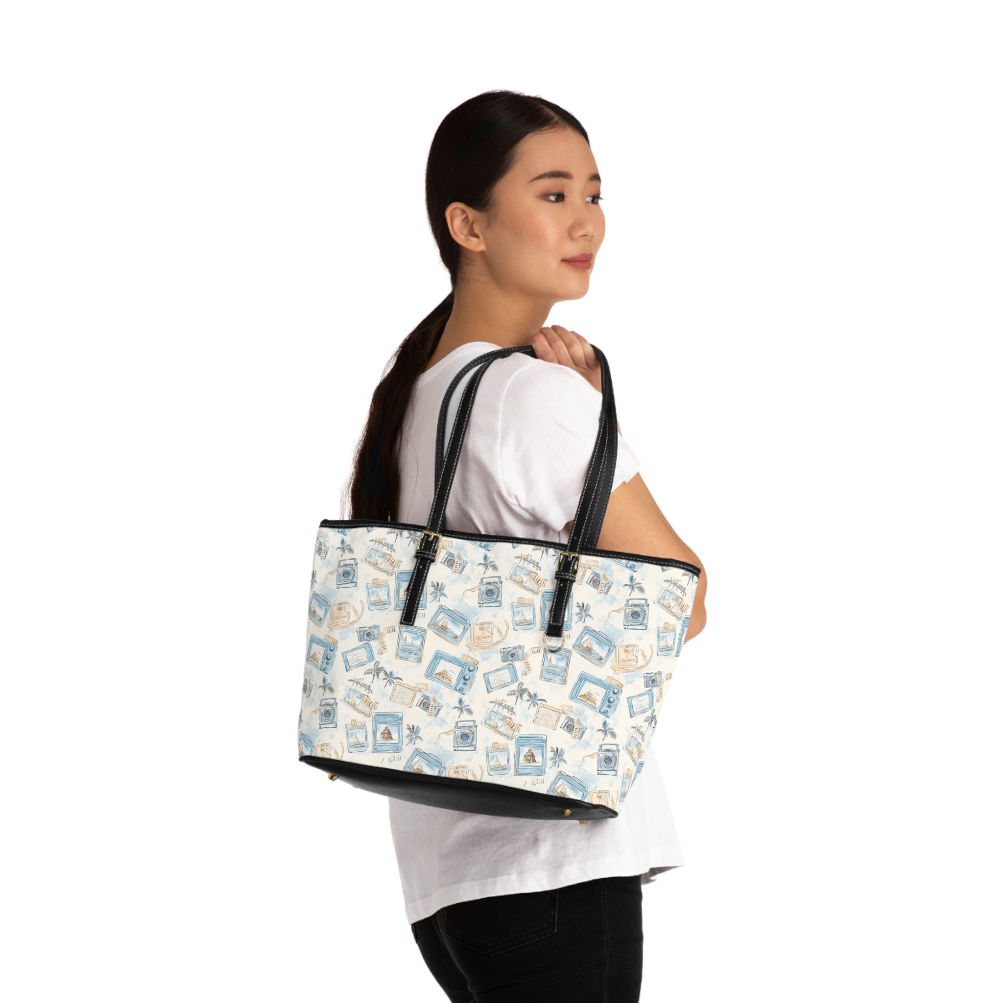 Vintage Vacay- PU Leather Shoulder Bag - Stylish Tote for Everyday, Travel, & Gifts, Trendy Fashion Accessory, Perfect for Birthdays, Holidays
