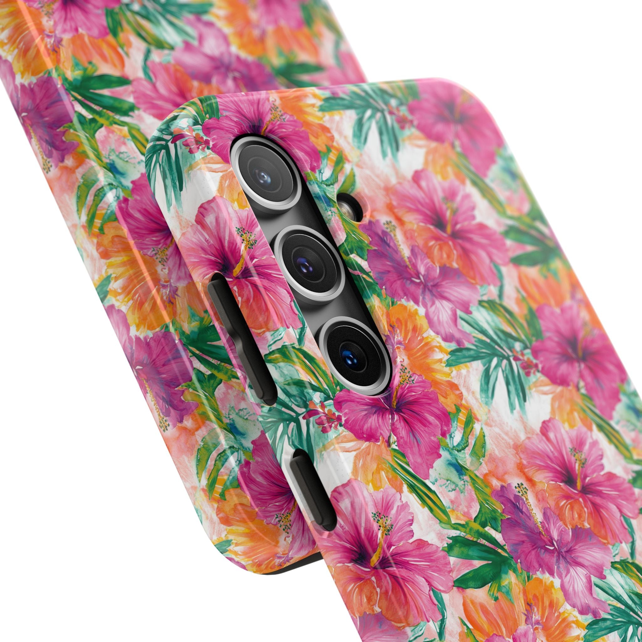 Pink Tropical Floral Phone Case, Tough Waterproof Cover, Summer Vibe Gift, Durable Tech Accessory, Floral Pattern for iPhone, Chic, Stylish