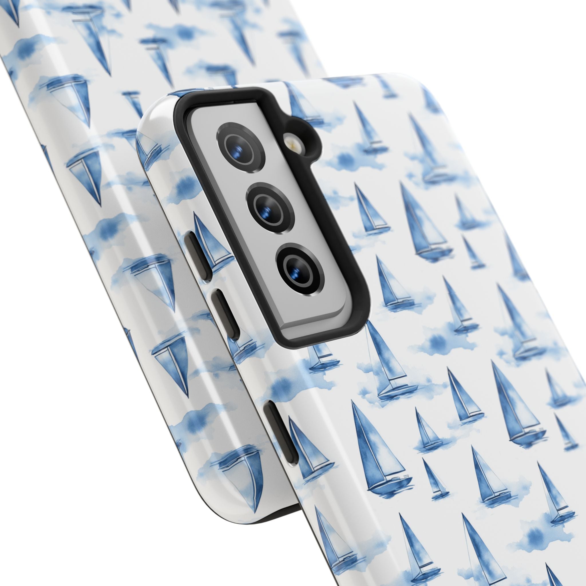 Blue Sailboat Phone Case - Nautical Tough Cover, Summer Gift, Ocean Lover Accessory, Unique Phone Protection, Beach Vibes