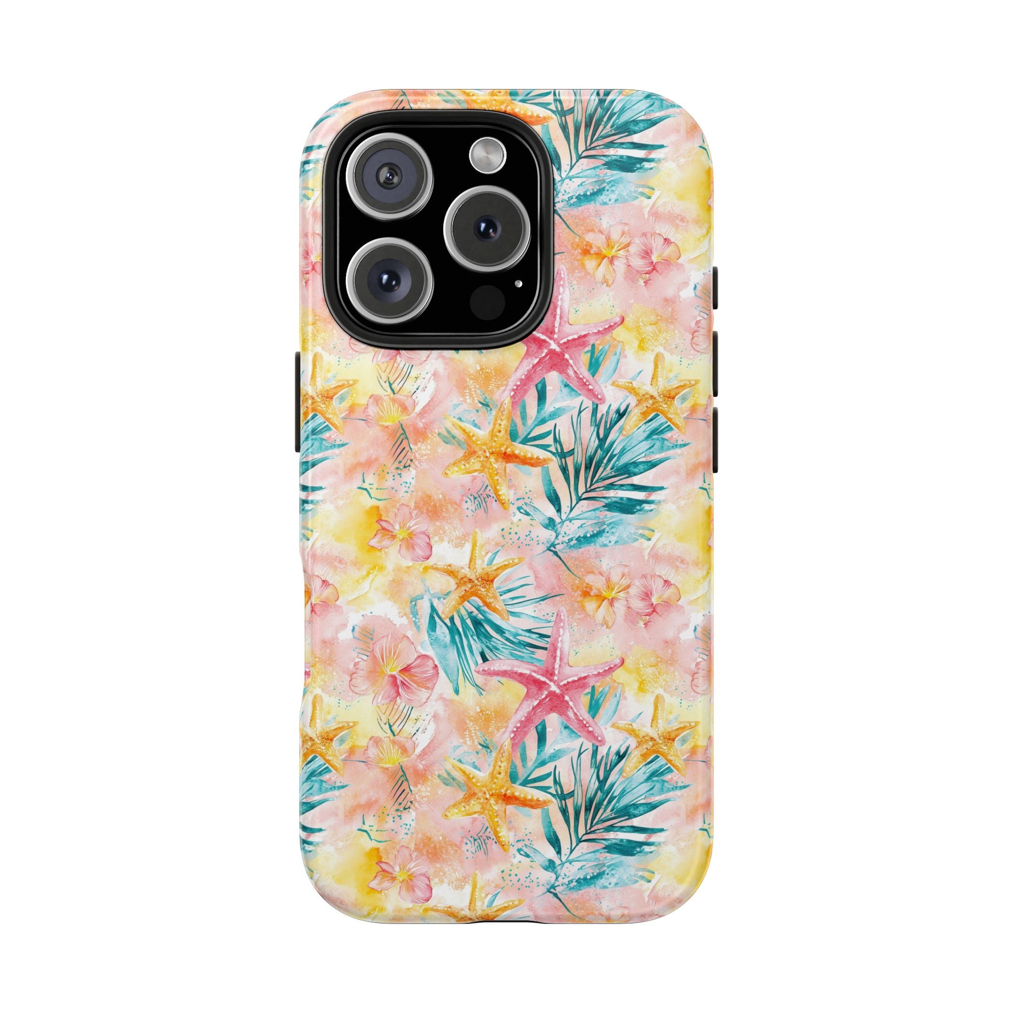 Pink Tropical Starfish- Floral Tough Phone Case - Durable Protection with a Beach Vibe, Perfect Gift for Summer Lovers, Ideal for Vacation, Fun, Stylish