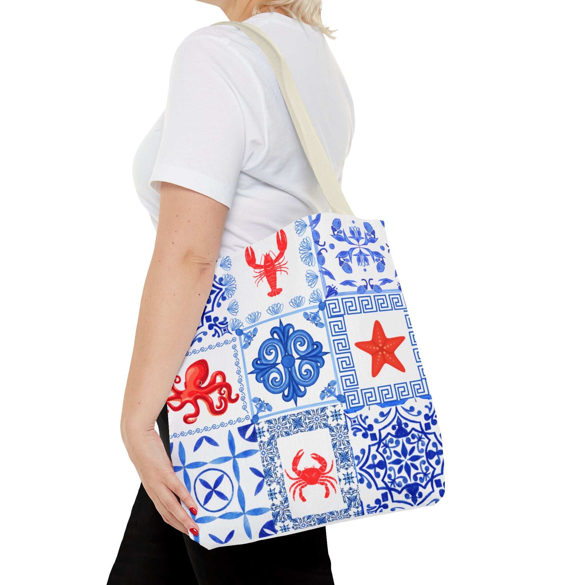 Greek Sea - Ocean-Inspired Tote Bag, Nautical Style, Beach Bags, Gift for Her, Summer Accessory, Trendy Shopping Tote, AOP Design