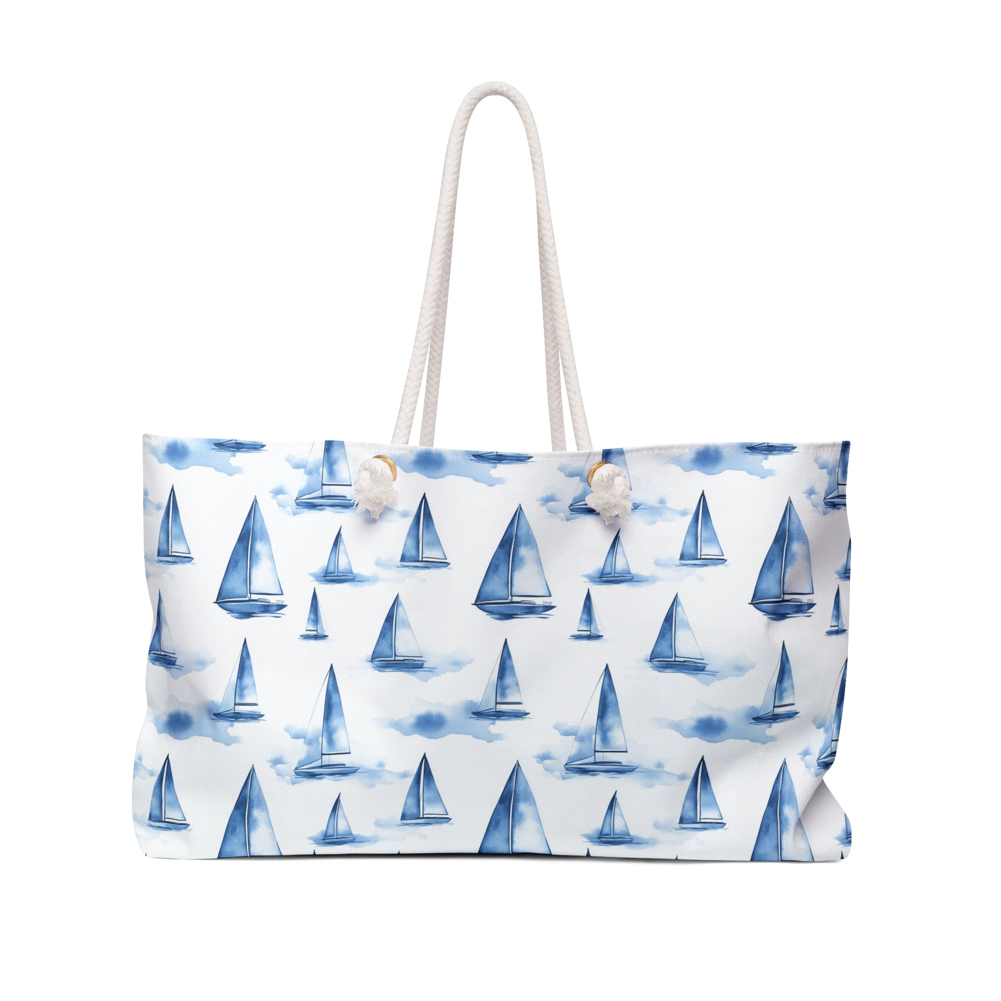 Blue Sailboat Weekender Tote Bag, Beach Bag, Beach Tote, Large tote bag, Vacation Bag, Bridesmaid Gift