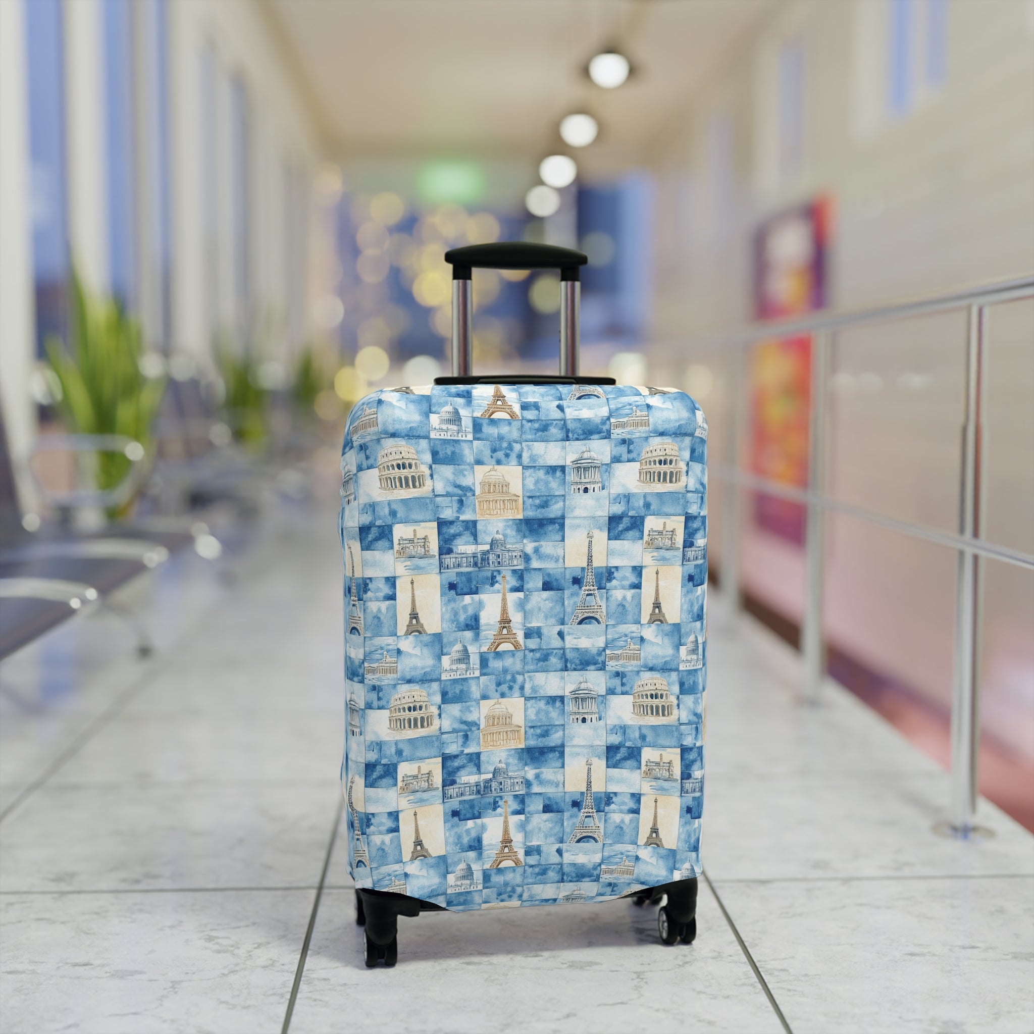 Europe- Travel Vibes Luggage Cover - Vintage Cityscape Design, Travel Accessory, Suitcase Protector, Gift for Travelers, Fun Travel Gear