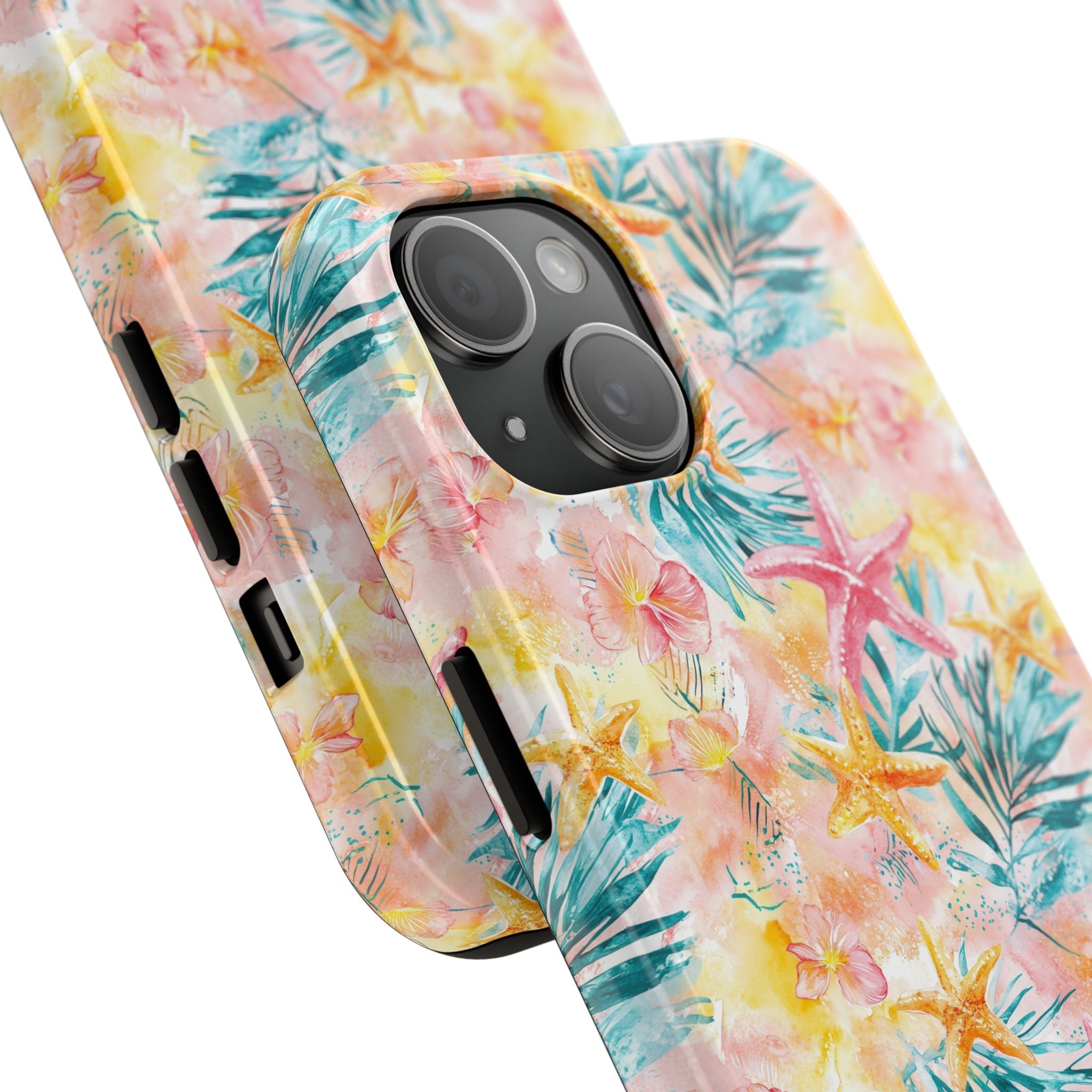 Pink Tropical Starfish- Floral Tough Phone Case - Durable Protection with a Beach Vibe, Perfect Gift for Summer Lovers, Ideal for Vacation, Fun, Stylish