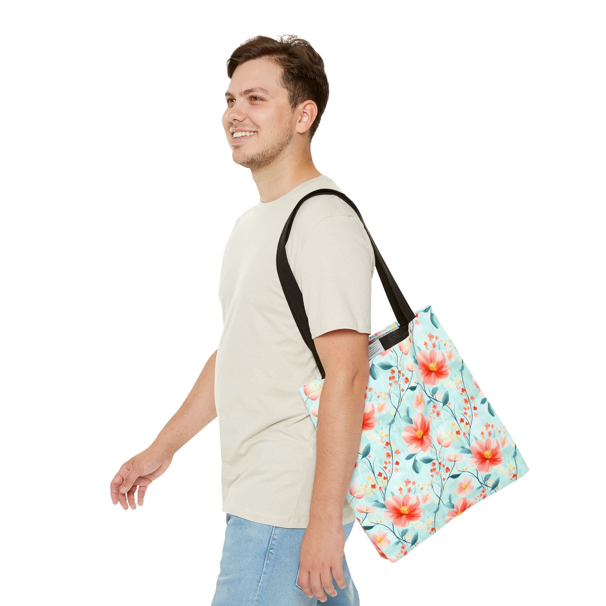 Teal Daisy - Floral Tote Bag, Boho Chic Carryall, Beach Bag, Gifts for Her, Spring Fashion Accessory, Eco-Friendly Shopping Bag