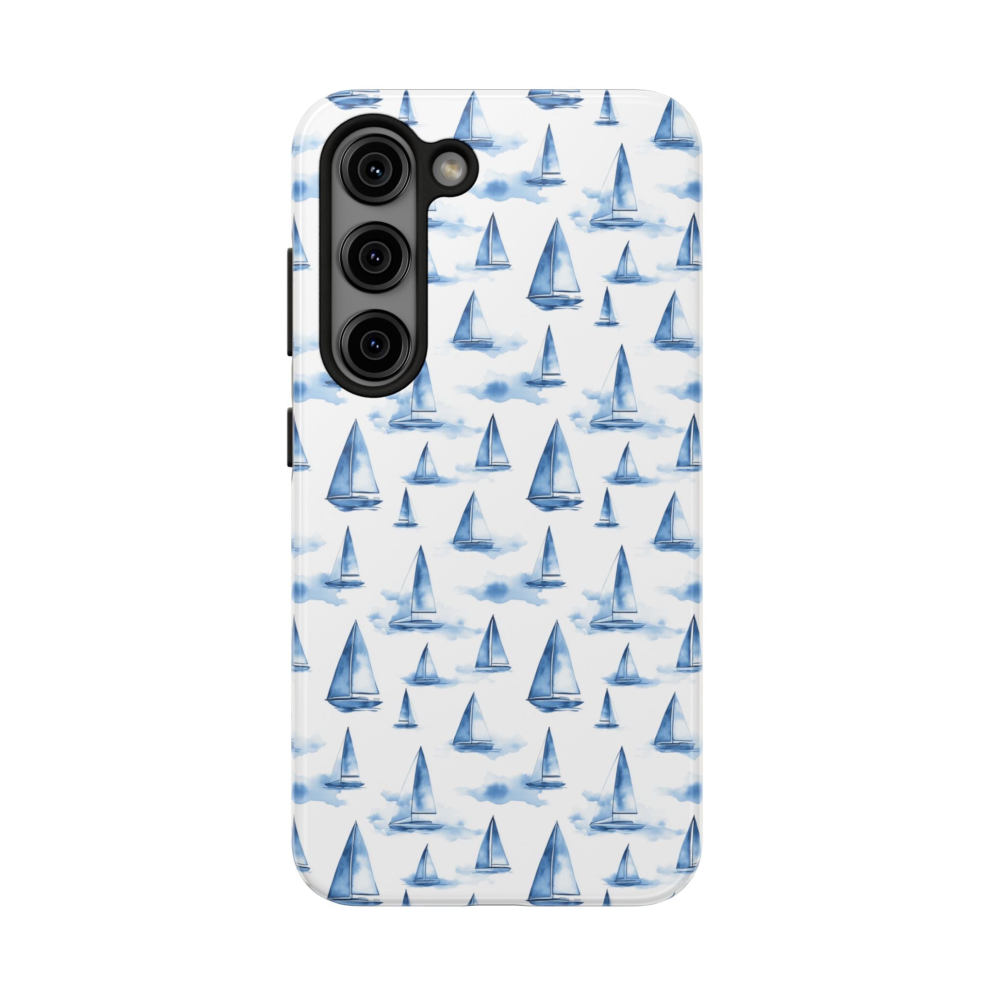 Blue Sailboat Phone Case - Nautical Tough Cover, Summer Gift, Ocean Lover Accessory, Unique Phone Protection, Beach Vibes