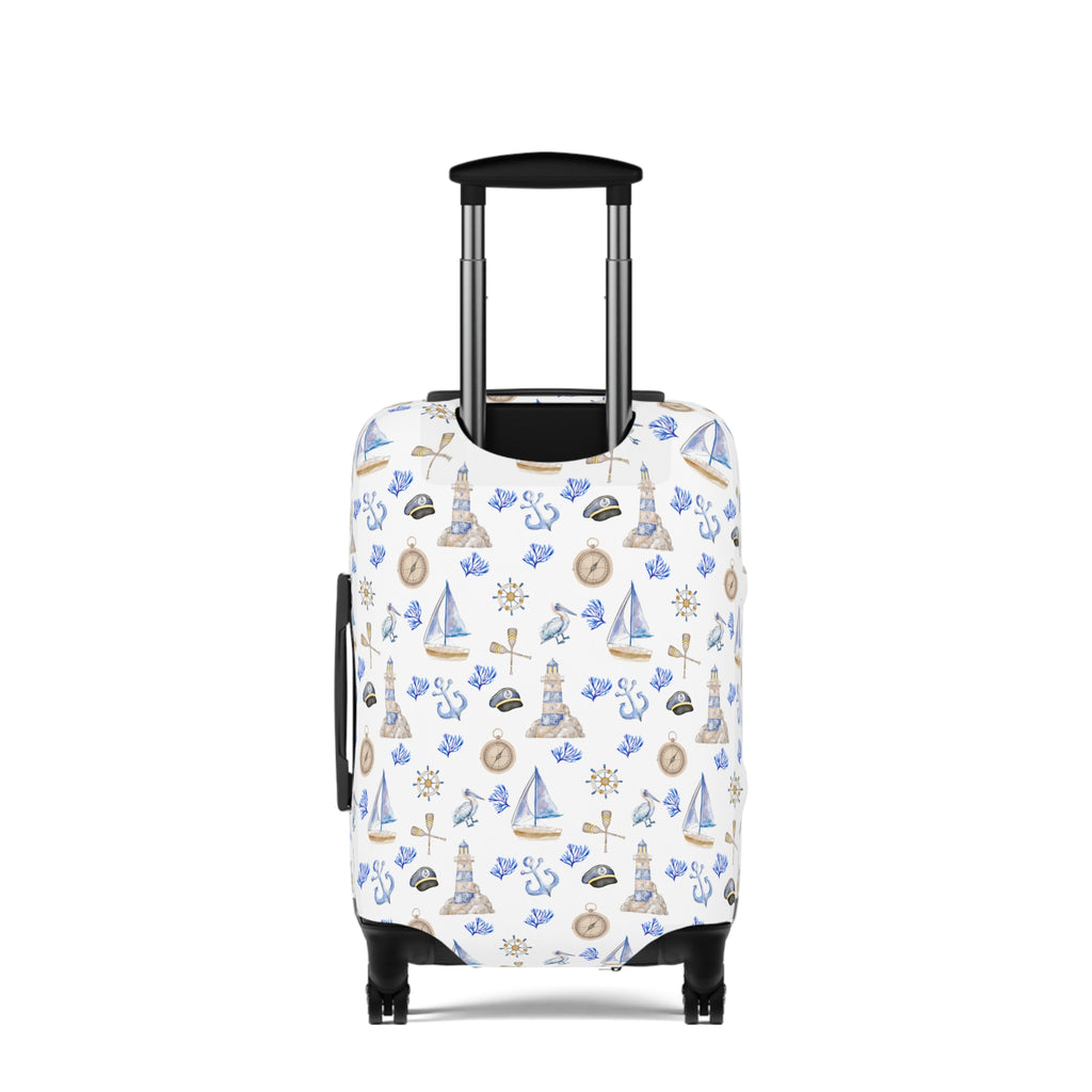Sail Away - Nautical Luggage Cover, Travel Accessory, Beach Vacation Gear, Suitcase Protector, Gift for Travelers, Sailor Theme