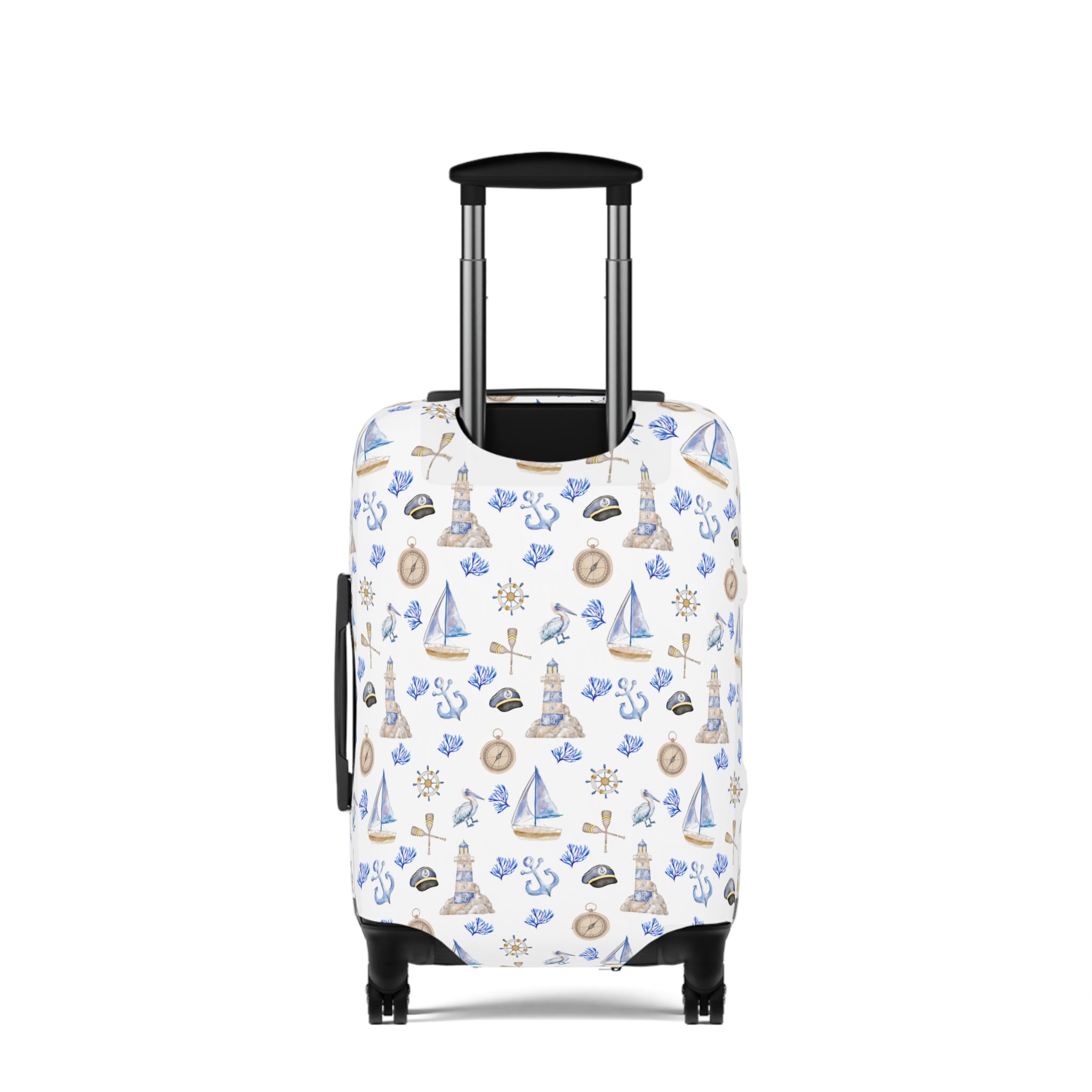 Sail Away - Nautical Luggage Cover, Travel Accessory, Beach Vacation Gear, Suitcase Protector, Gift for Travelers, Sailor Theme