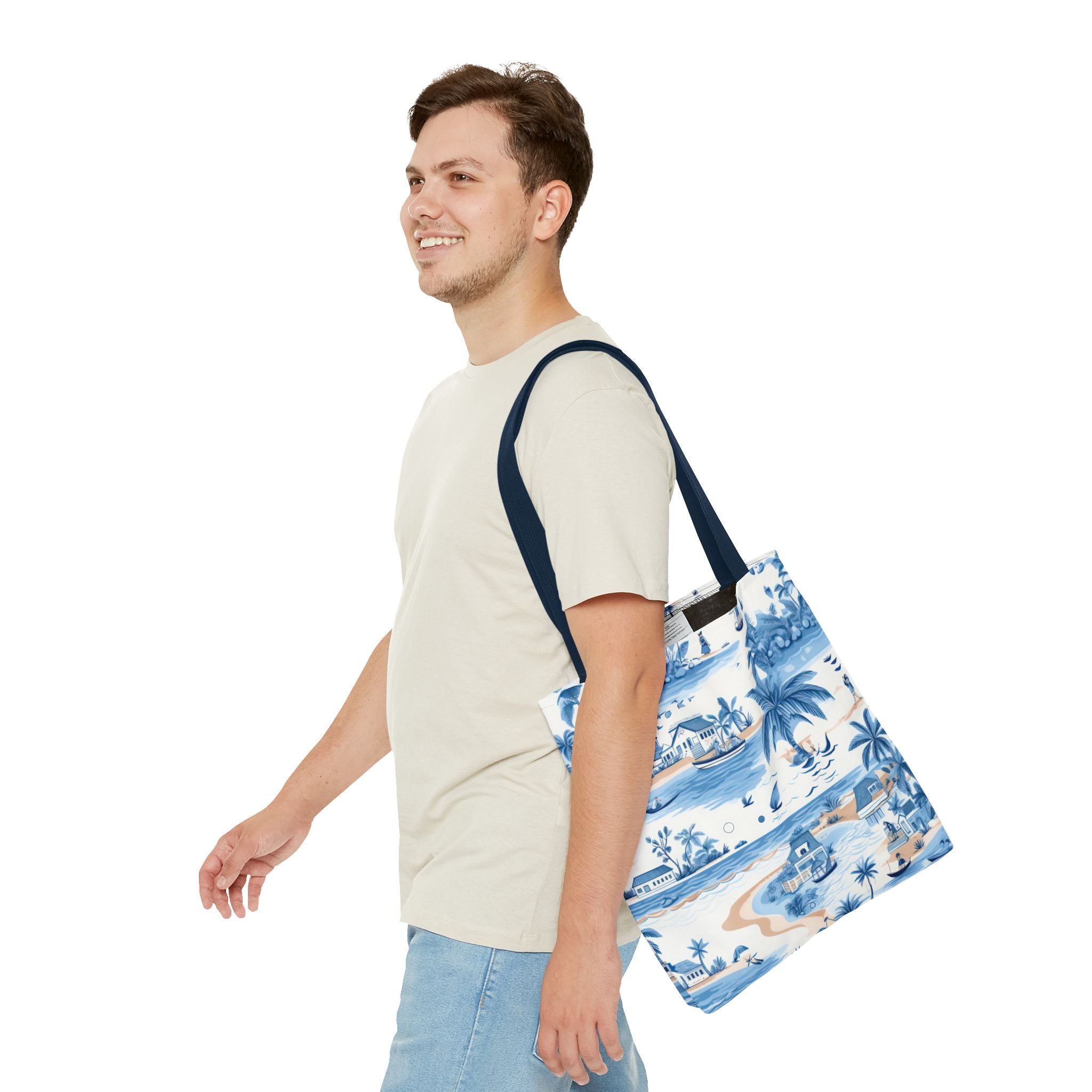 tropical Blue- Coastal Blue Tote Bag - Beach Vibes, Summer Travel, Eco-Friendly Shopping, Vacation Essentials, Gift for Ocean Lovers