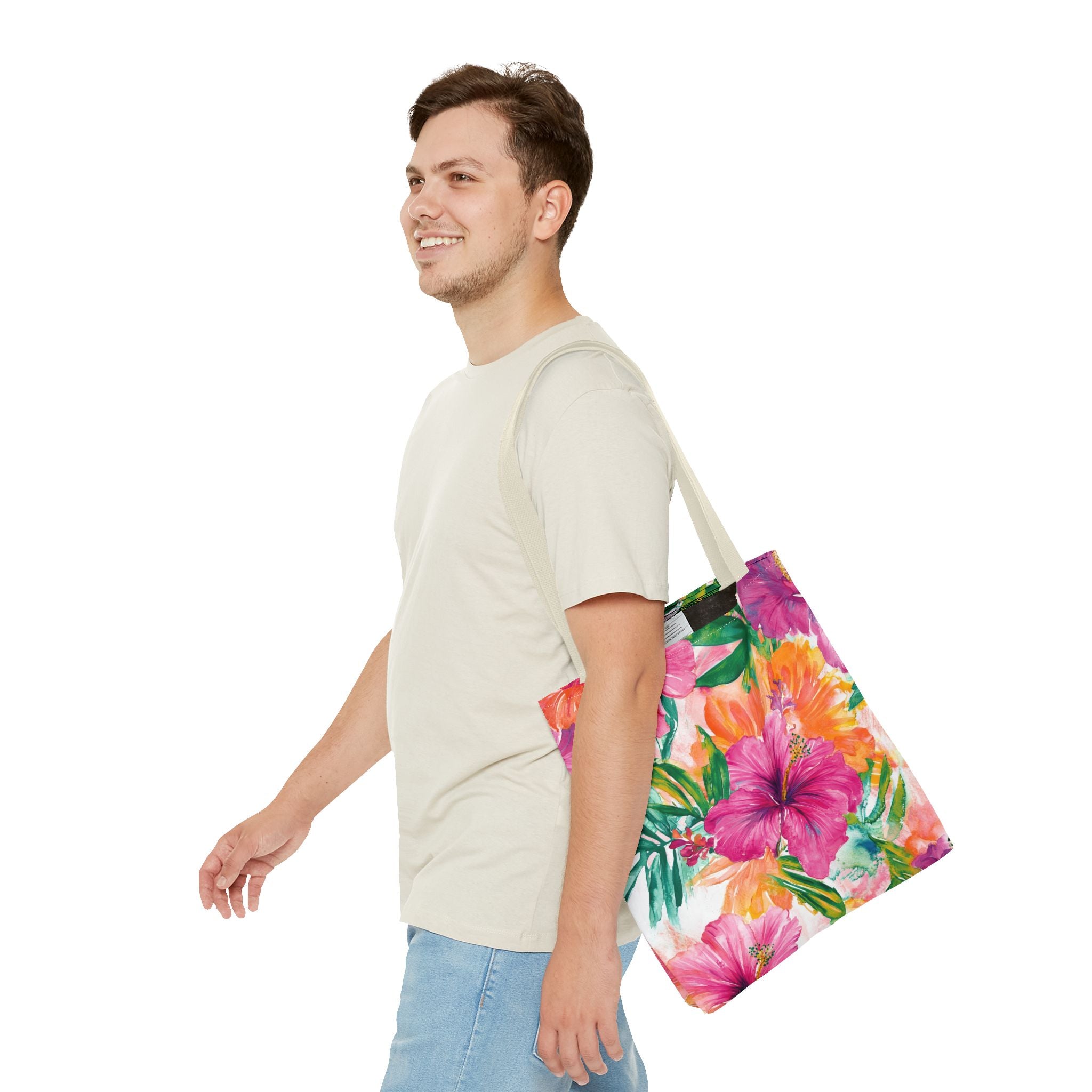 Pink Torpical Floral Tote Bag | Perfect for Beach Days, Shopping, or Gifts | Eco-Friendly, Lightweight, Summer Vibes, Travel Essential