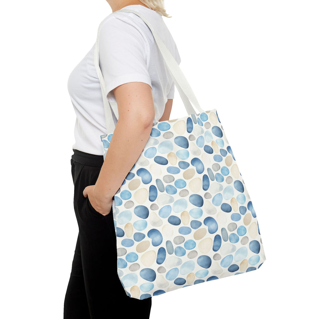 Cobble stone- Tote Bag with Blue Pebble Design | Beach Bag, Grocery Tote, Shopping Bag, Gift Bag, Eco-Friendly Tote