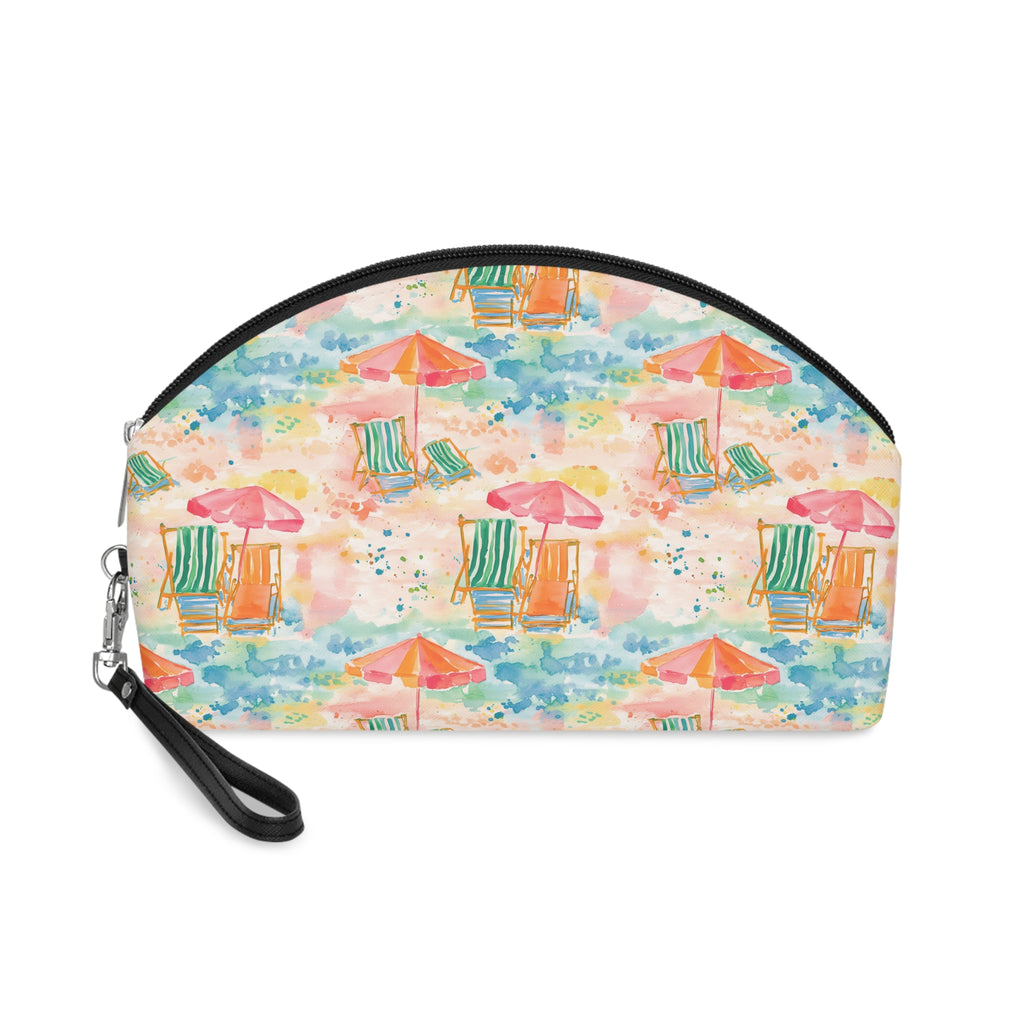 Beach Vibes Makeup Bag, PU Faux Leather Makeup Bag, Travel Makeup kit, Vacation Makeup bag, Bridesmaid Gift, Makeup Organizer