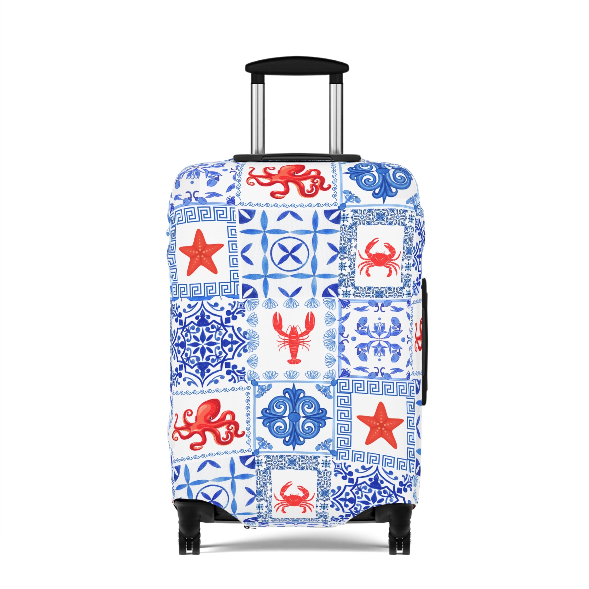 Greek Sea - Stylish Luggage Cover with Nautical Patterns, Travel Accessory, Suitcase Protector, Beach Vacation Gear, Lobster Design