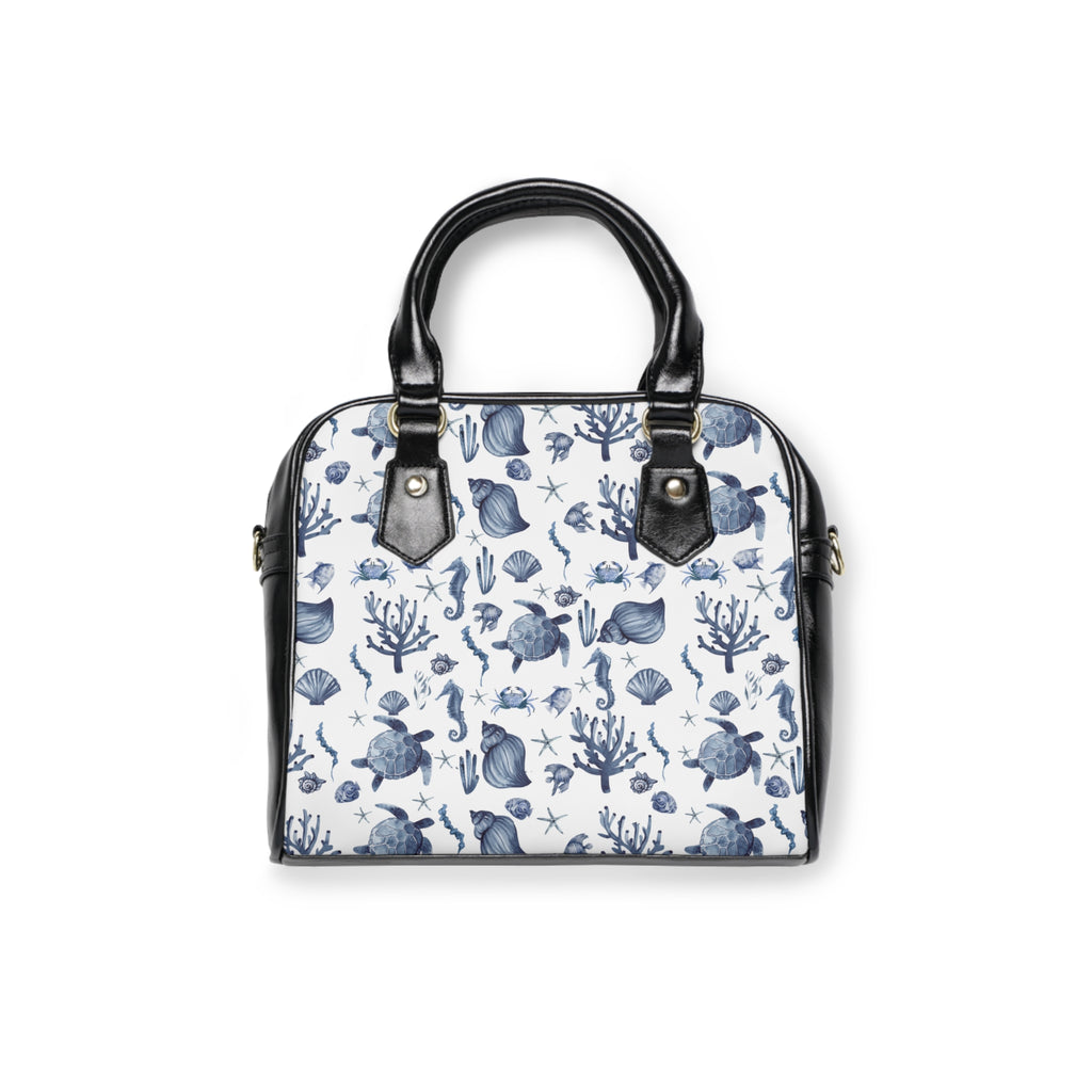 Deep Blue Sea- Nautical Shoulder Handbag, Beach Tote, Sea Life Purse, Ocean Pattern Bag, Vacation Accessory