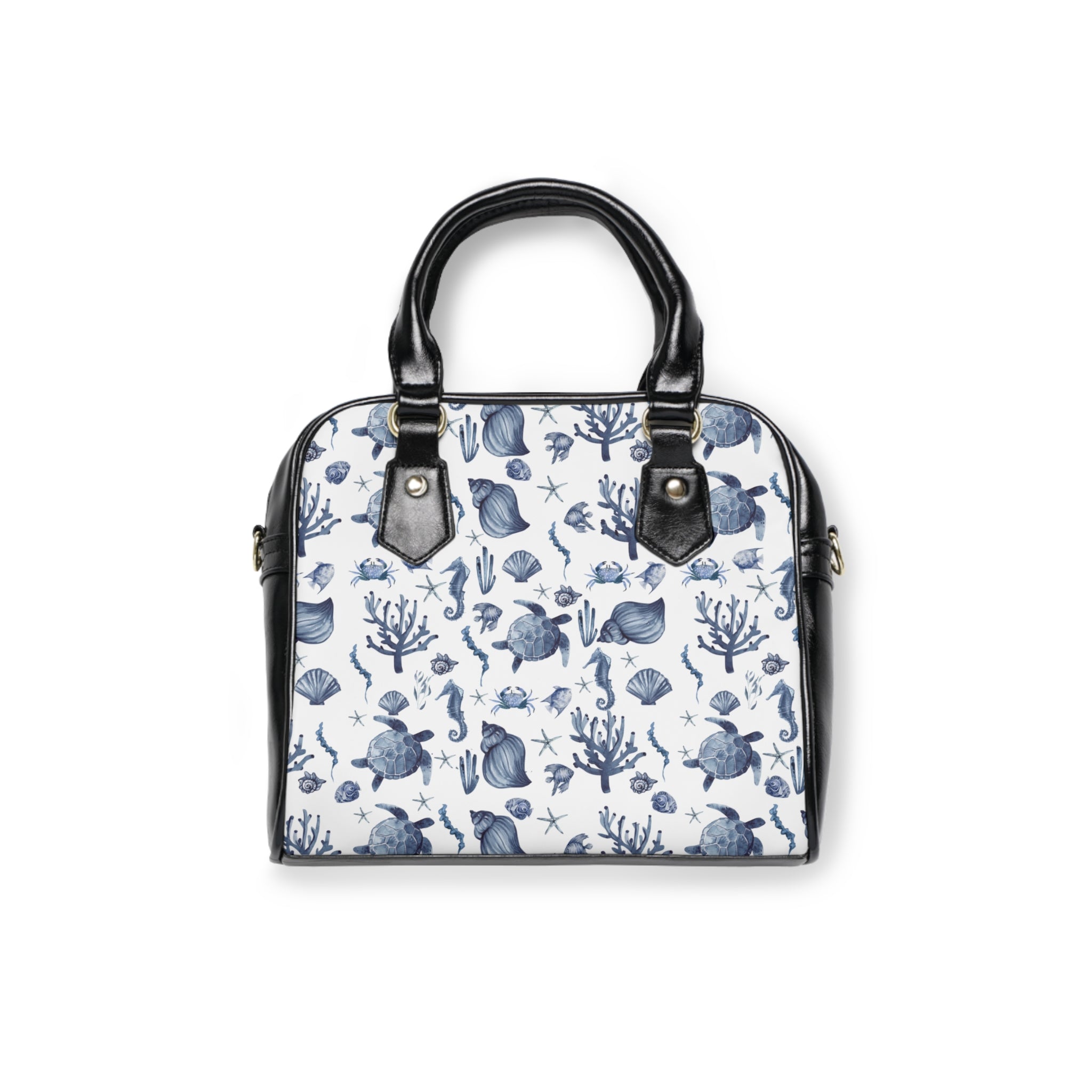 Deep Blue Sea- Nautical Shoulder Handbag, Beach Tote, Sea Life Purse, Ocean Pattern Bag, Vacation Accessory