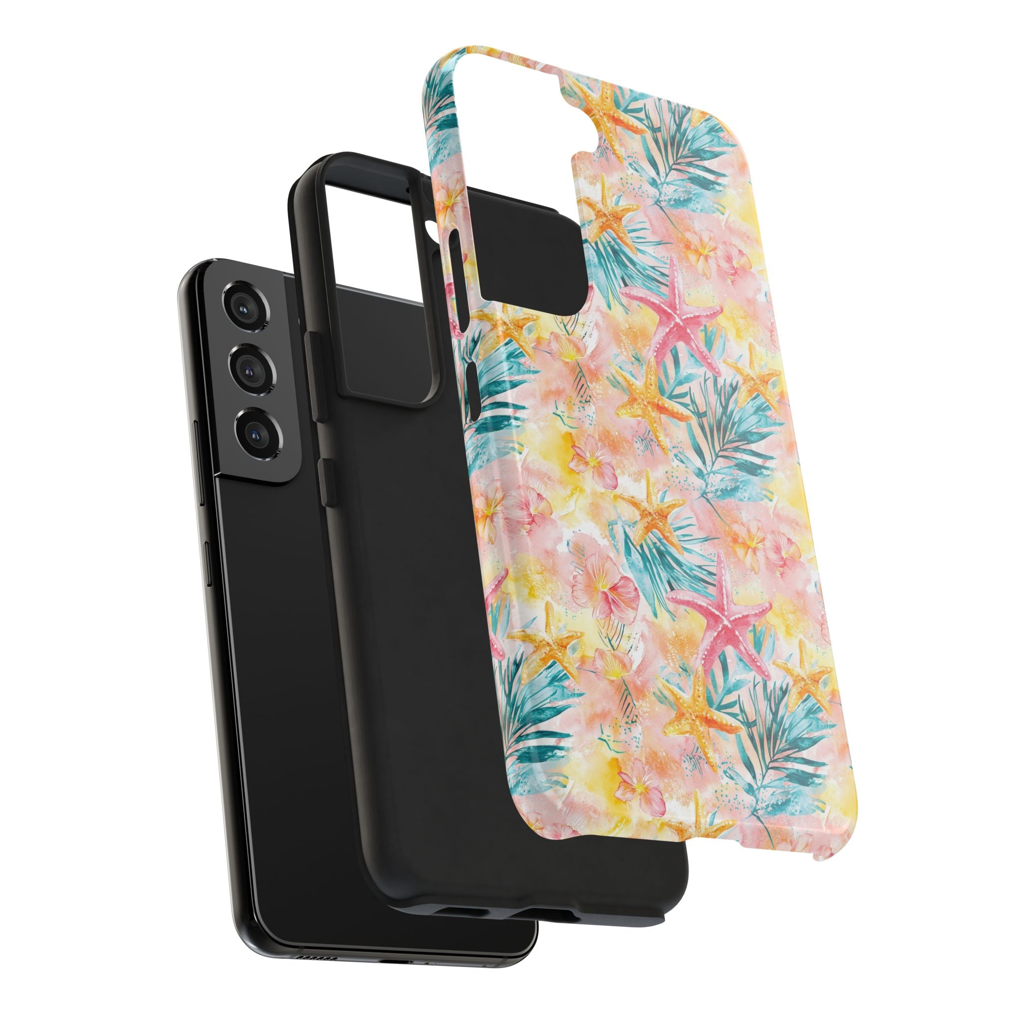 Pink Tropical Starfish- Floral Tough Phone Case - Durable Protection with a Beach Vibe, Perfect Gift for Summer Lovers, Ideal for Vacation, Fun, Stylish