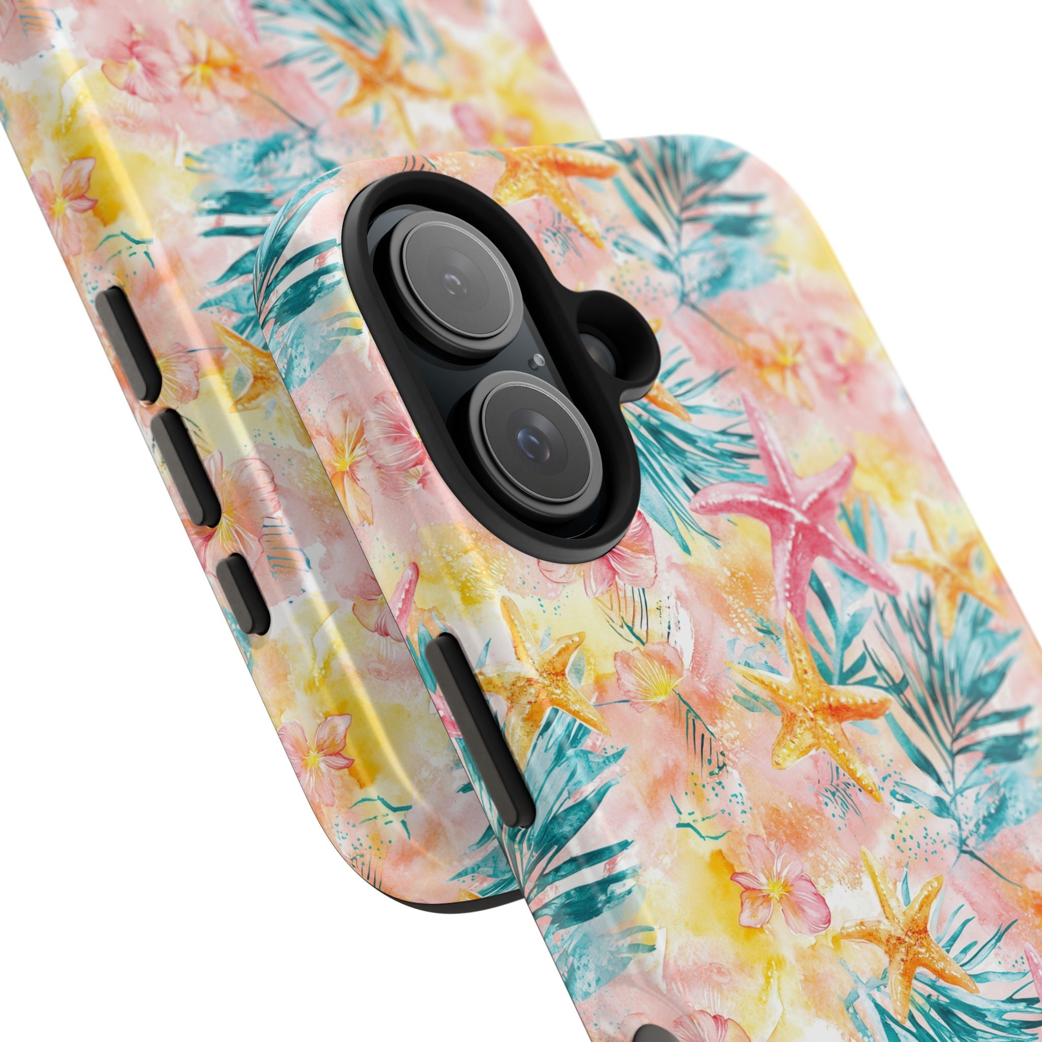 Pink Tropical Starfish- Floral Tough Phone Case - Durable Protection with a Beach Vibe, Perfect Gift for Summer Lovers, Ideal for Vacation, Fun, Stylish