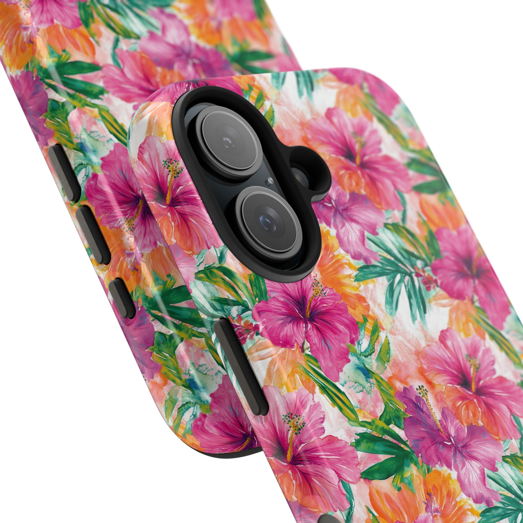 Pink Tropical Floral Phone Case, Tough Waterproof Cover, Summer Vibe Gift, Durable Tech Accessory, Floral Pattern for iPhone, Chic, Stylish