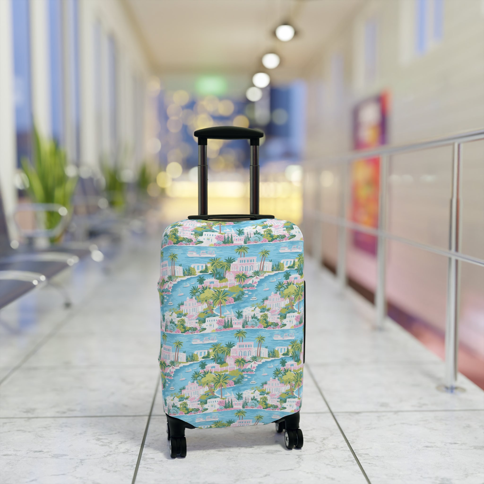 Greek Island - Tropical Luggage Cover - Travel Style, Vacation Accessory, Unique Gift, Summer Travel, Beach Getaway