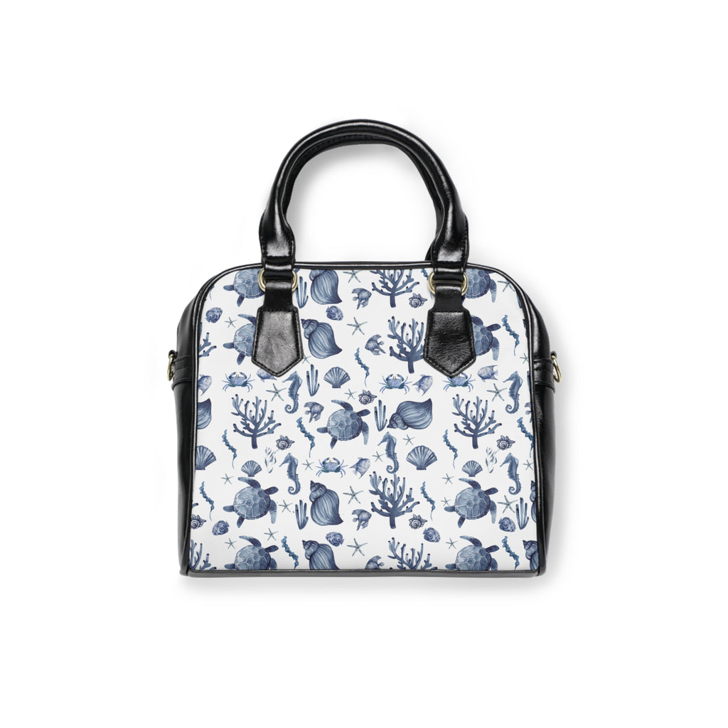 Deep Blue Sea- Nautical Shoulder Handbag, Beach Tote, Sea Life Purse, Ocean Pattern Bag, Vacation Accessory