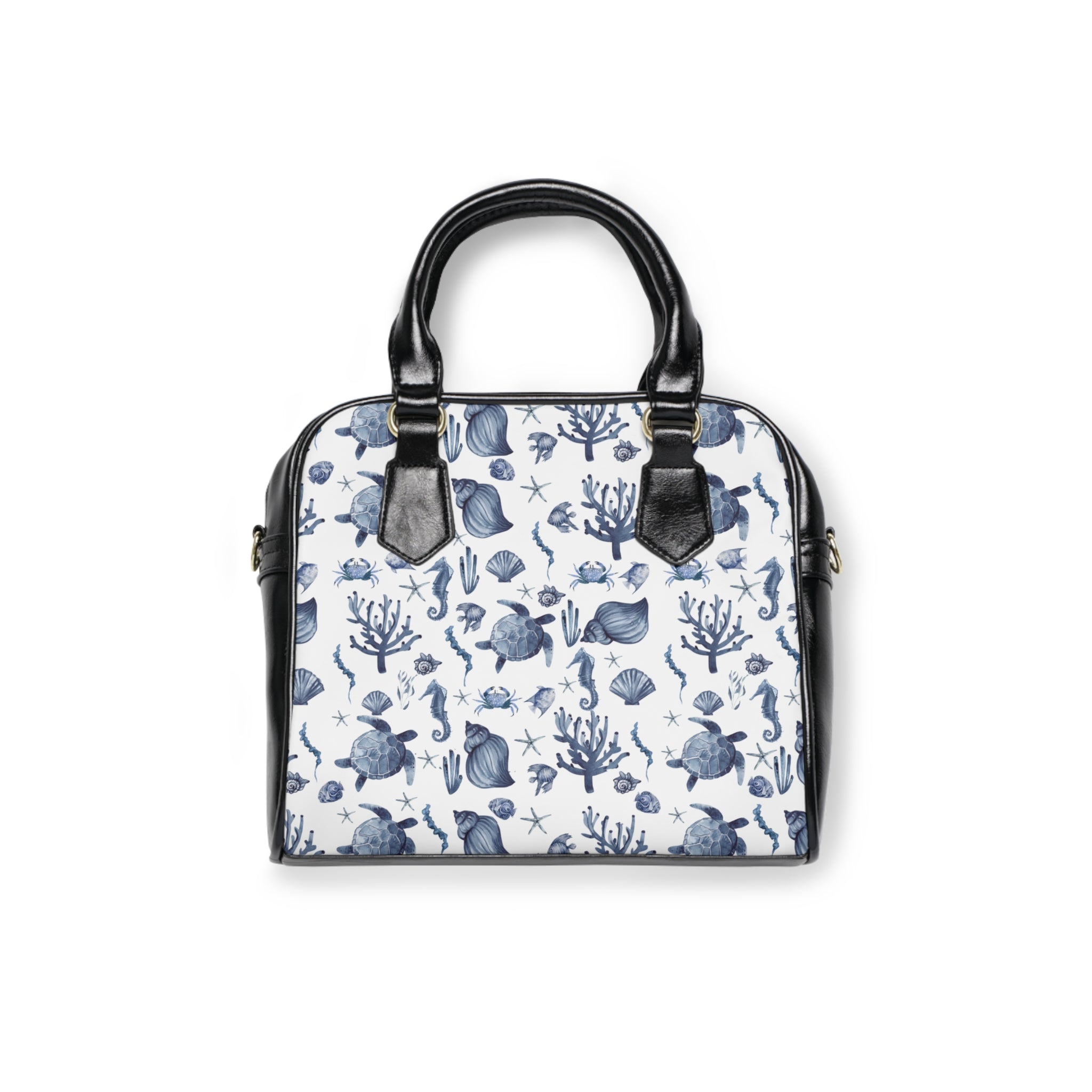 Deep Blue Sea- Nautical Shoulder Handbag, Beach Tote, Sea Life Purse, Ocean Pattern Bag, Vacation Accessory
