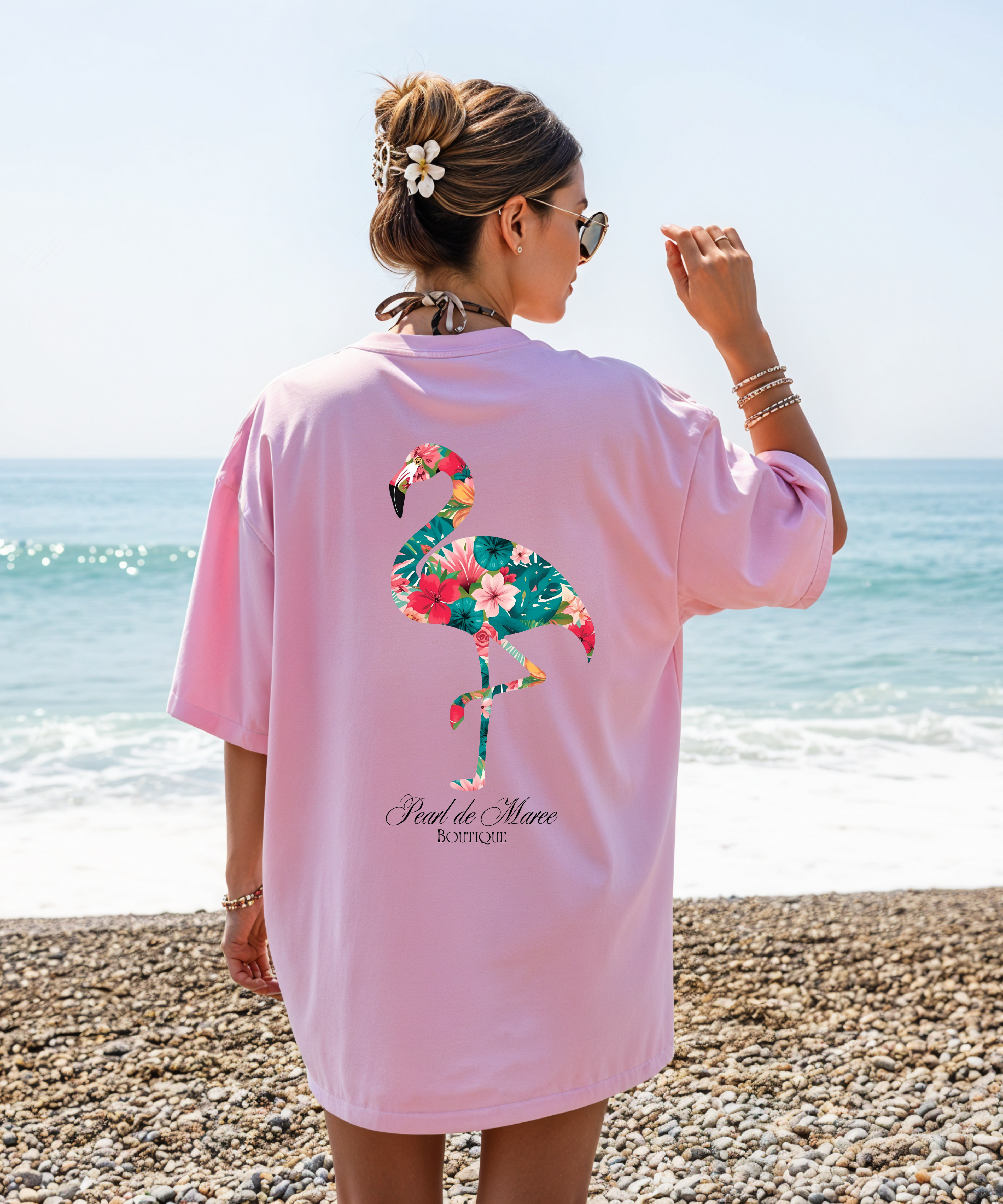 Tropical Flamingo T-Shirt, Summer Shirt, Gift For Women, Beach Shirt, Summer Women Shirt