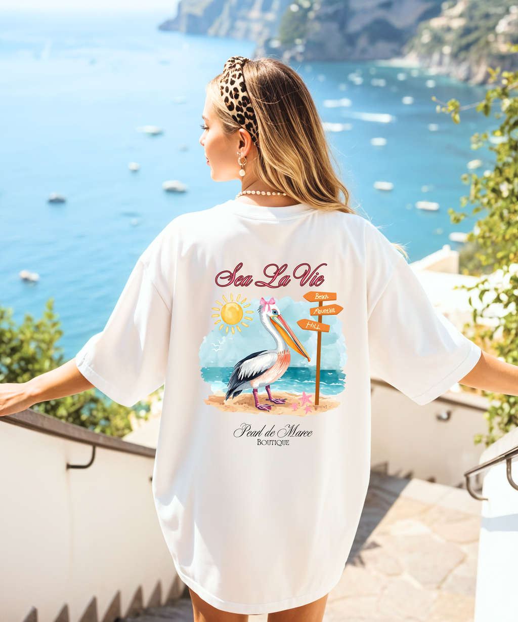 Sea La Vie Pelican T-Shirt, Summer Shirt, Gift For Women, Beach Shirt, Summer Women Shirt