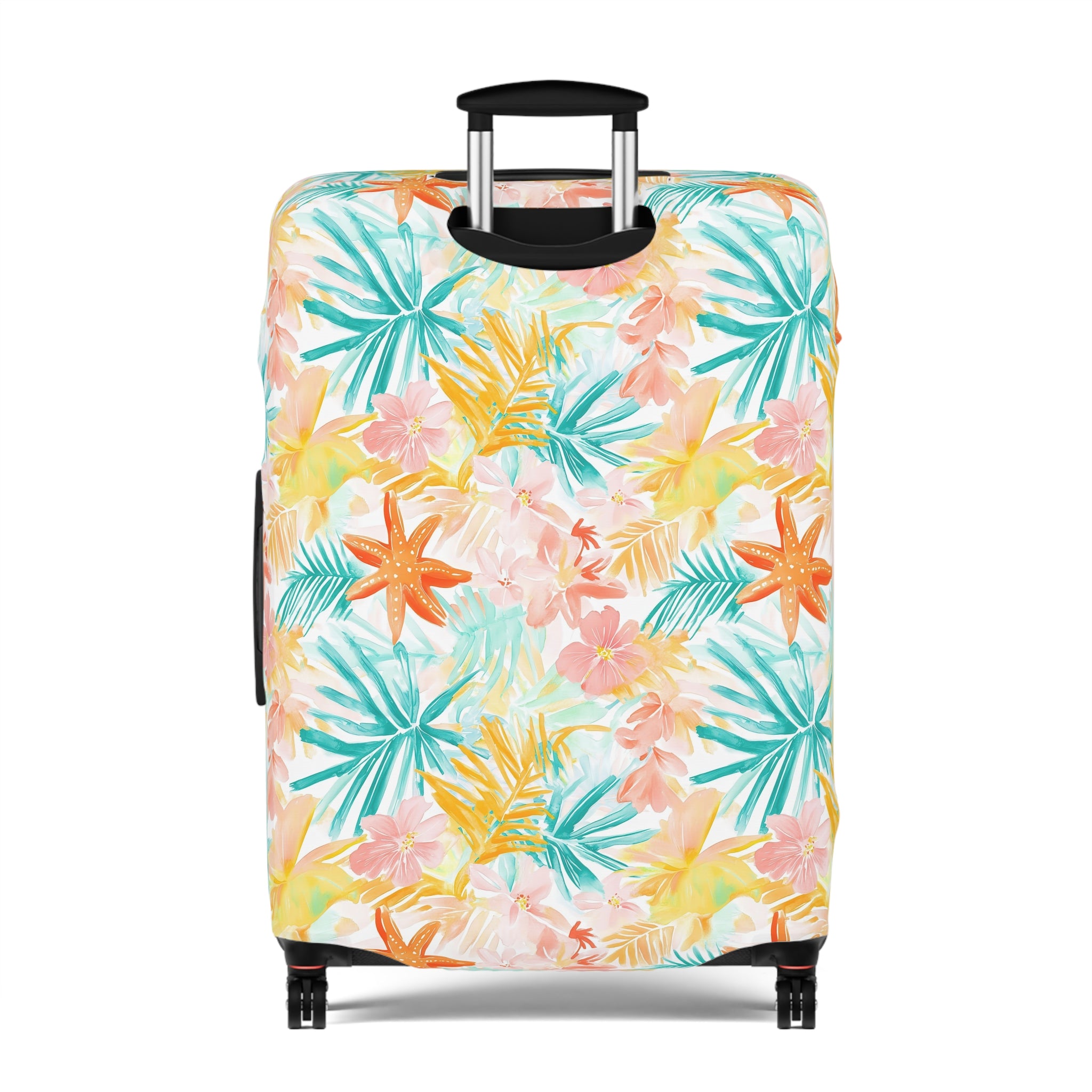 Tropical Starfish - Luggage Cover with Floral Design | Travel Accessory for Vacation | Personalized Suitcase Protector, Beach Gift, Unique Travel Gear