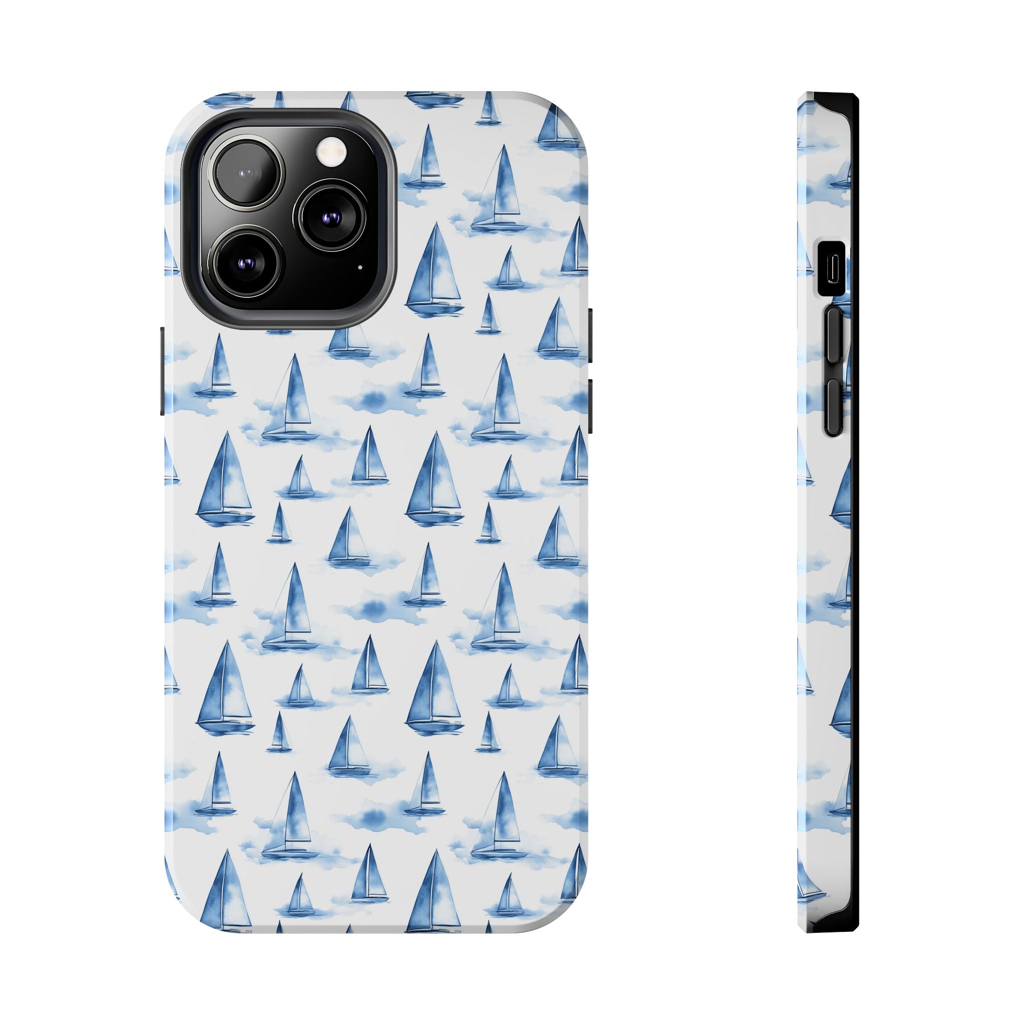 Blue Sailboat Phone Case - Nautical Tough Cover, Summer Gift, Ocean Lover Accessory, Unique Phone Protection, Beach Vibes