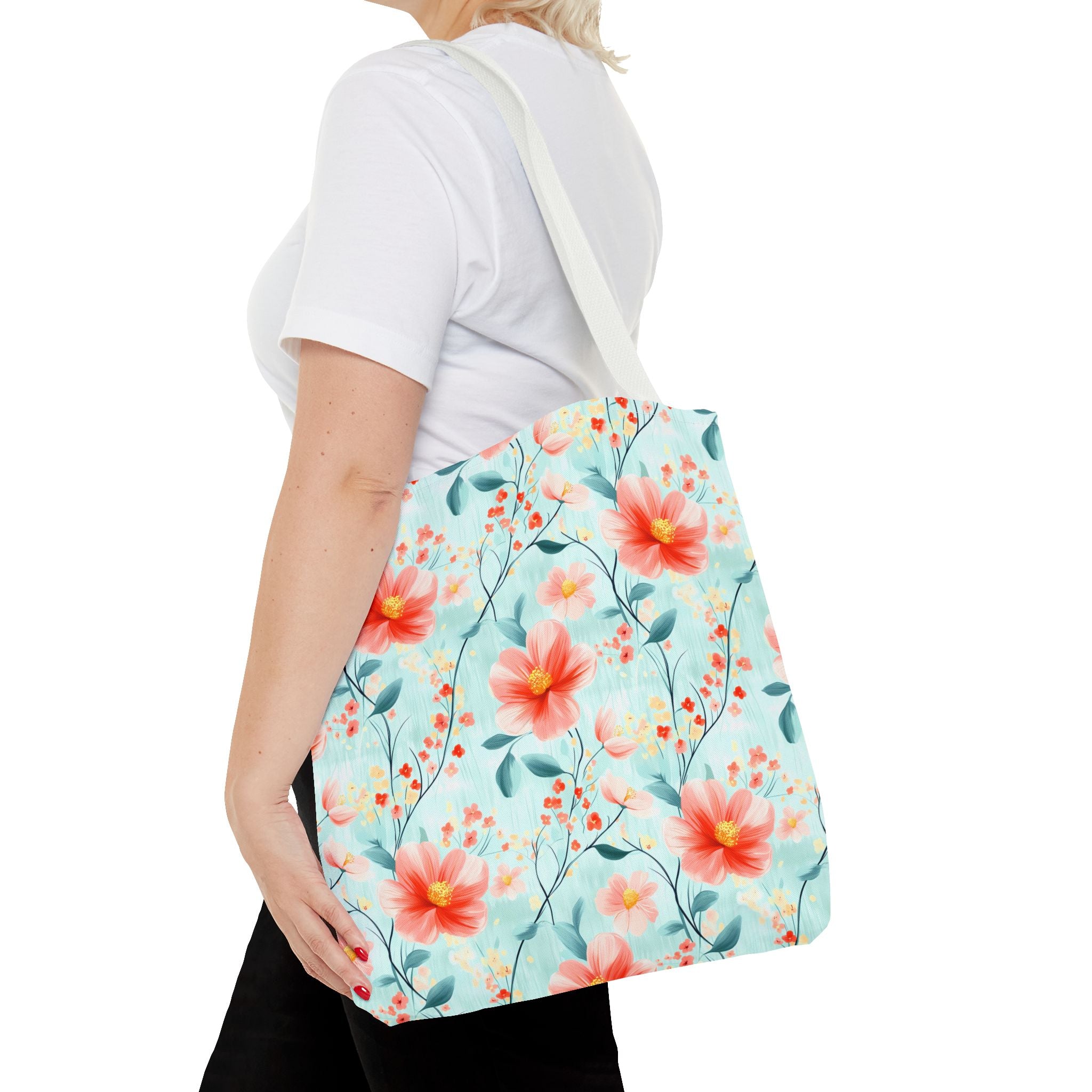 Teal Daisy - Floral Tote Bag, Boho Chic Carryall, Beach Bag, Gifts for Her, Spring Fashion Accessory, Eco-Friendly Shopping Bag