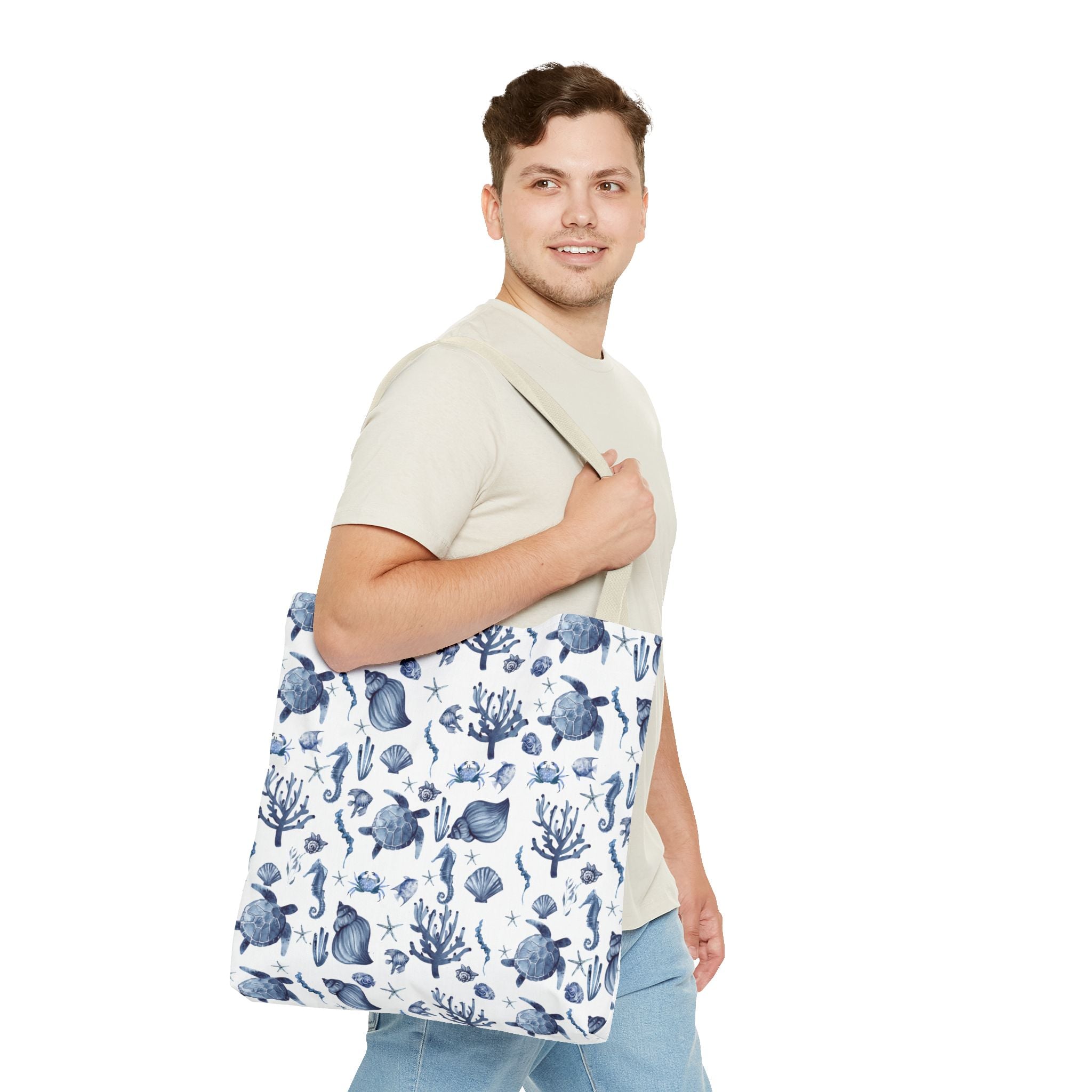 Deep Blue Sea - Coastal fish Dreams Tote Bag, Ocean-Inspired Beach Bag, Nautical Gift for Her, Summer Essentials, Travel Tote, Marine Animal Design