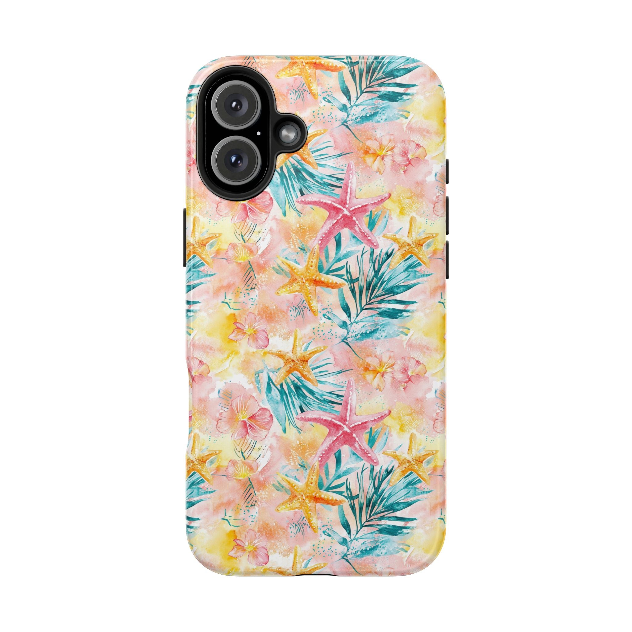 Pink Tropical Starfish- Floral Tough Phone Case - Durable Protection with a Beach Vibe, Perfect Gift for Summer Lovers, Ideal for Vacation, Fun, Stylish