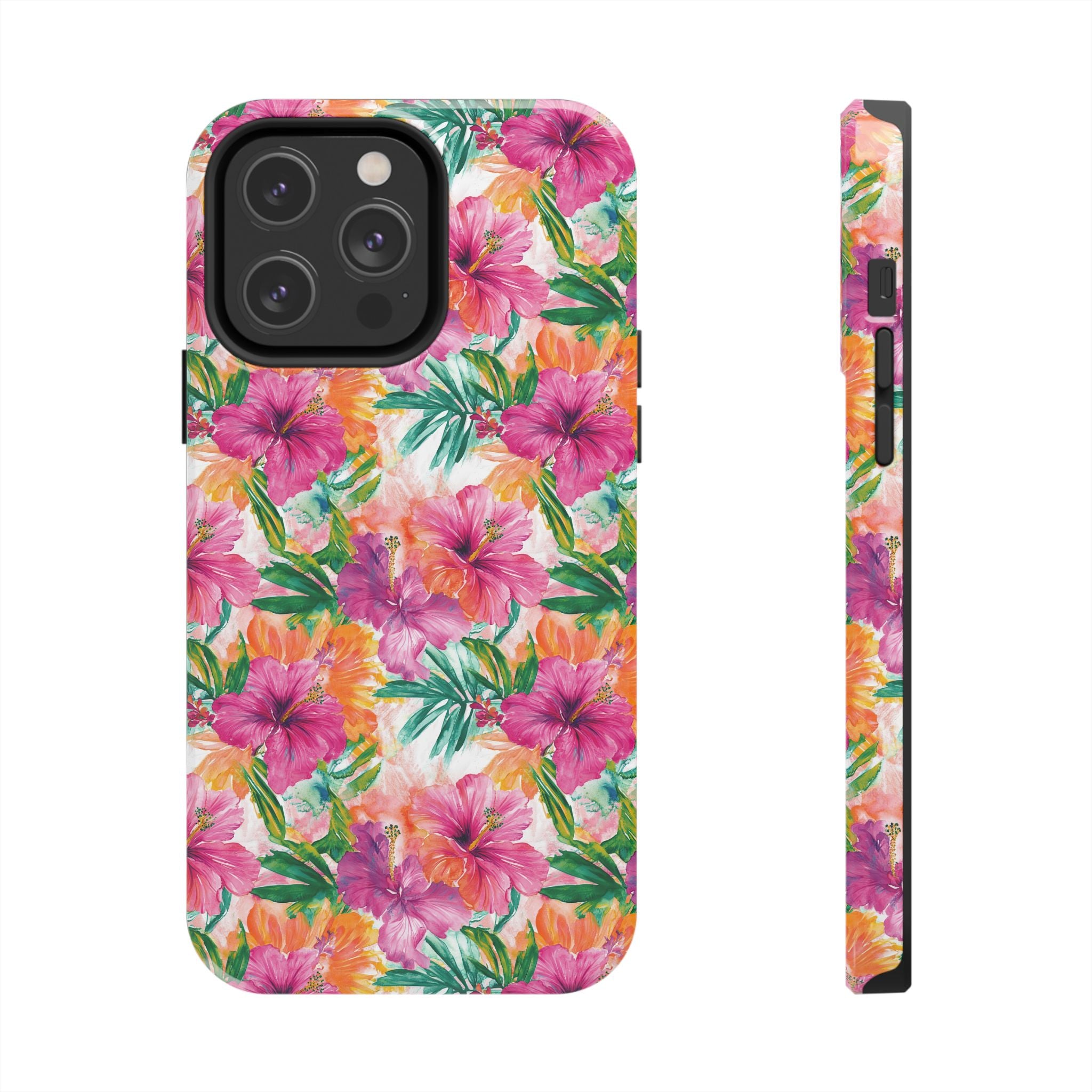 Pink Tropical Floral Phone Case, Tough Waterproof Cover, Summer Vibe Gift, Durable Tech Accessory, Floral Pattern for iPhone, Chic, Stylish
