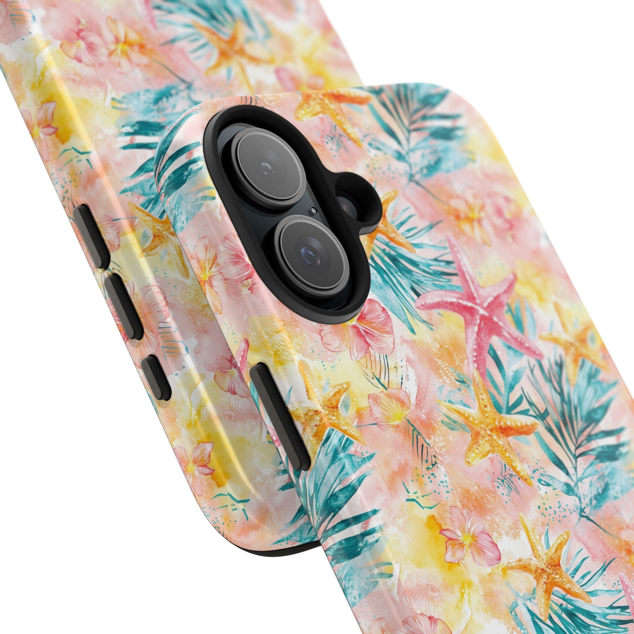 Pink Tropical Starfish- Floral Tough Phone Case - Durable Protection with a Beach Vibe, Perfect Gift for Summer Lovers, Ideal for Vacation, Fun, Stylish