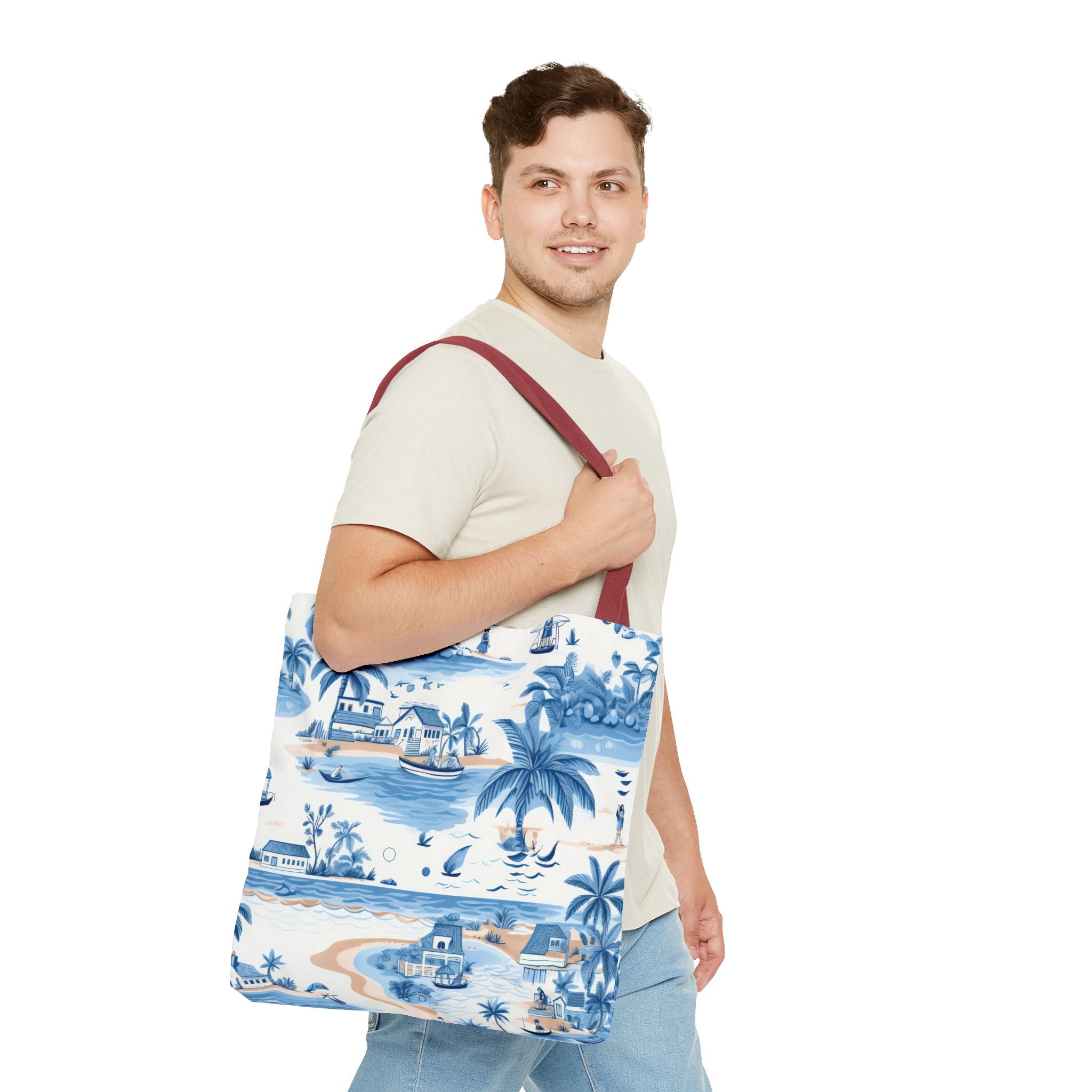 tropical Blue- Coastal Blue Tote Bag - Beach Vibes, Summer Travel, Eco-Friendly Shopping, Vacation Essentials, Gift for Ocean Lovers